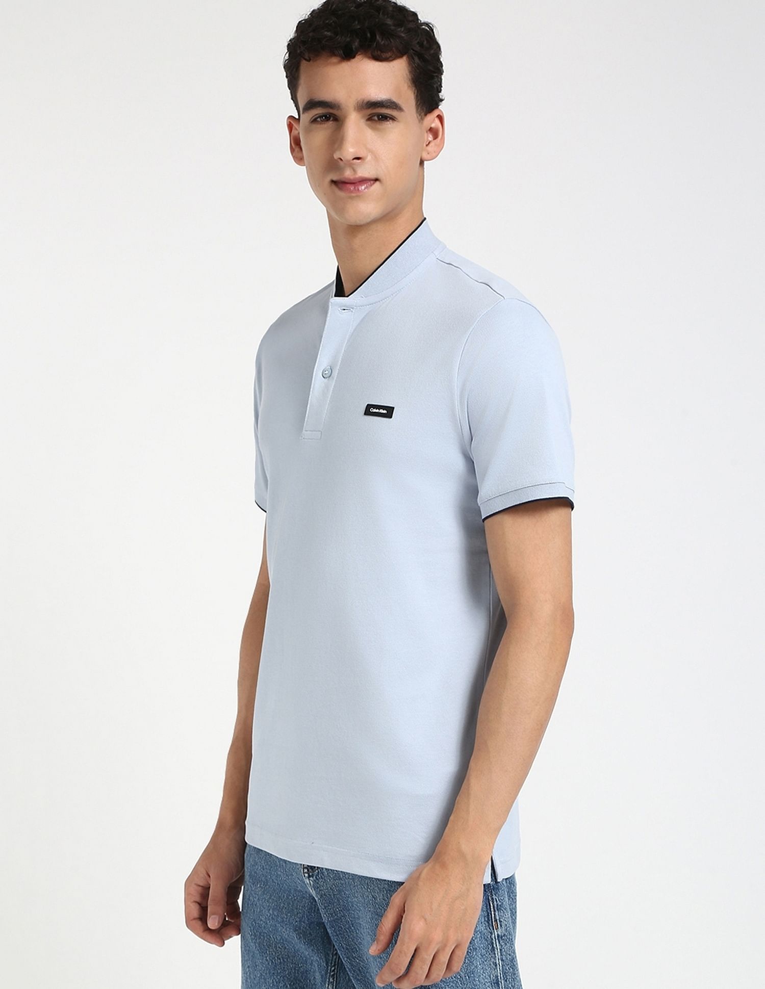 Calvin Klein Jeans Solid Slim-Fit Cotton Polo T-Shirt