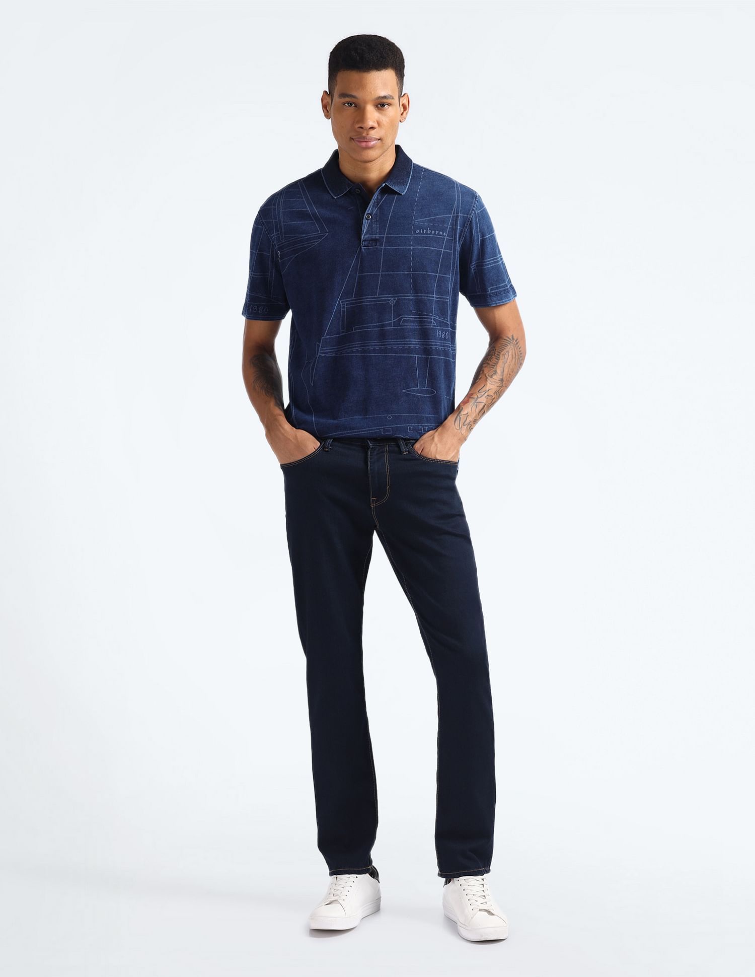 Flying Machine Graphic Print Relaxed Polo Shirt
