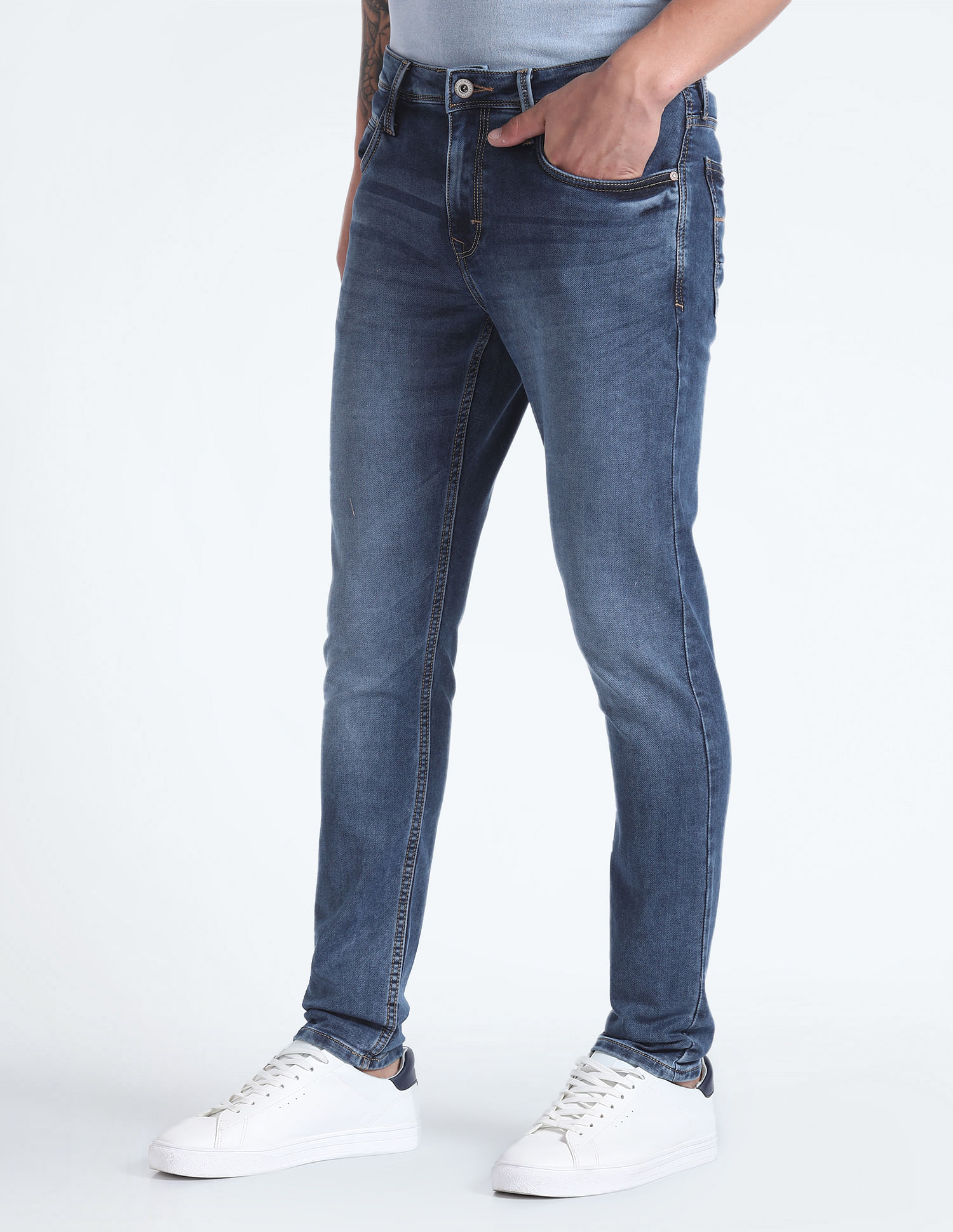 Flying Machine Mid Rise Stone Wash Jeans