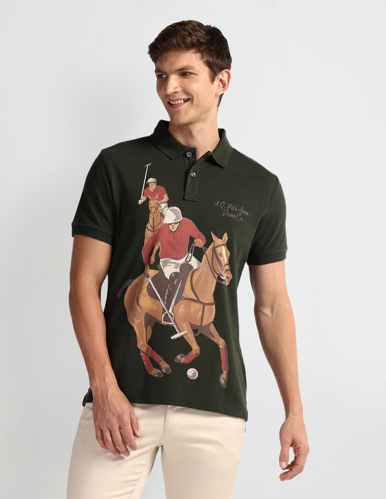 U.S. Polo Assn. Denim Co. Graphic Print Muscle Fit Polo Shirt