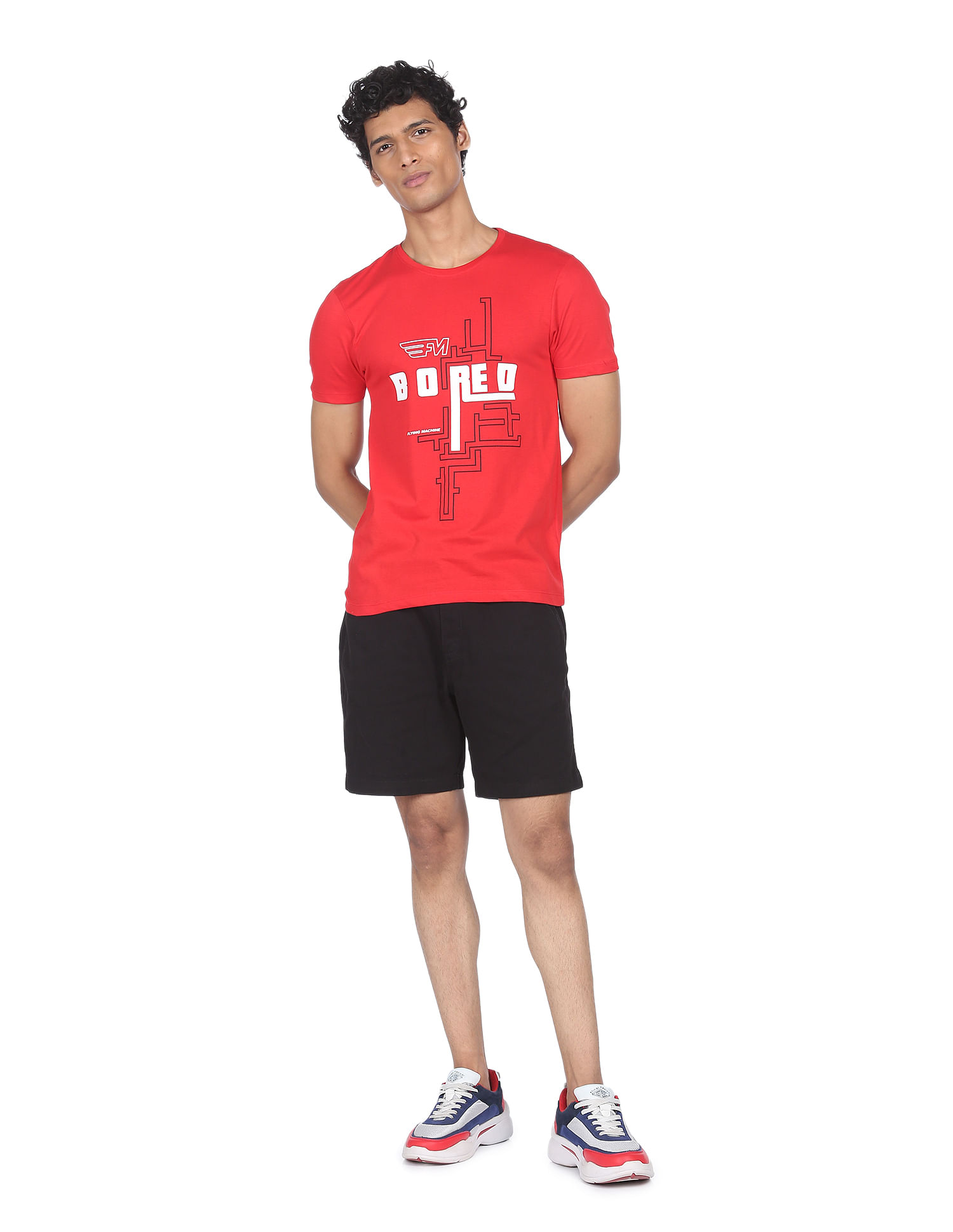 Flying Machine Pure Cotton Graphic Print T-Shirt