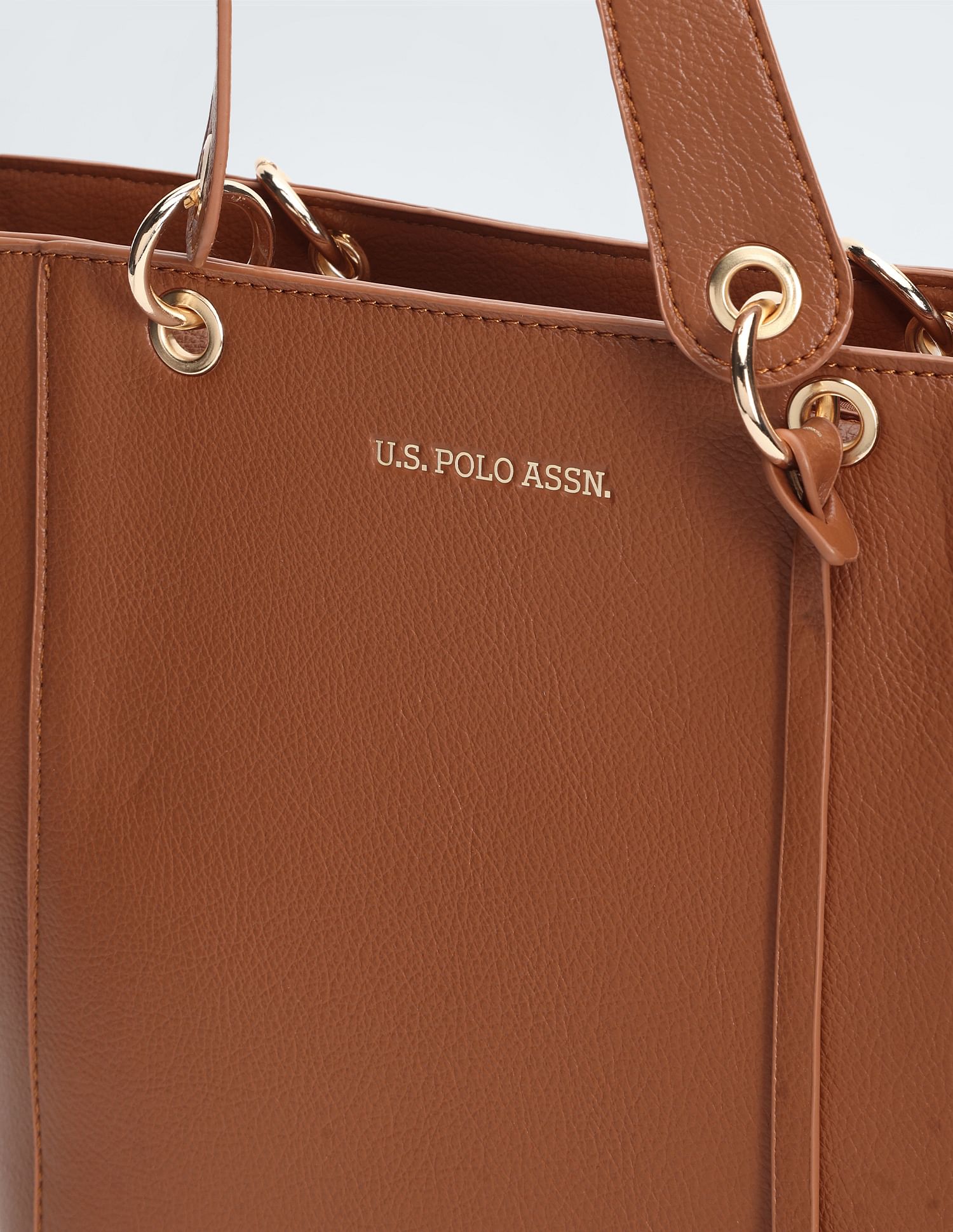 U.S. Polo Assn. Women Metallic Monogram Solid Tote Bag
