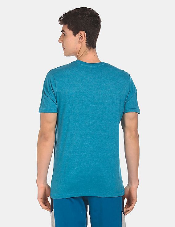 Aeropostale Men Blue Crew Neck Brand Logo T-Shirt
