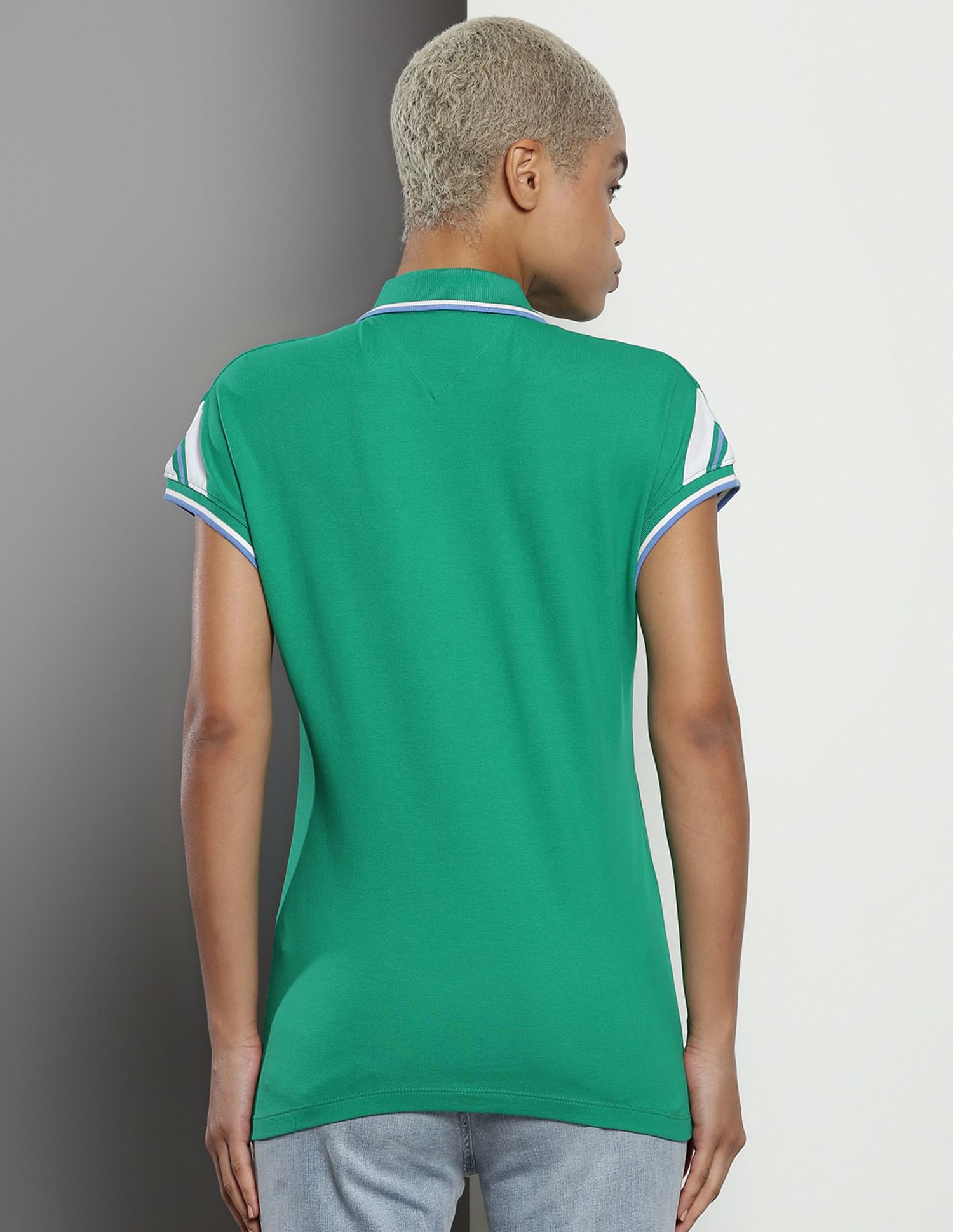 Tommy Hilfiger Striped Cap Sleeve Polo Shirt