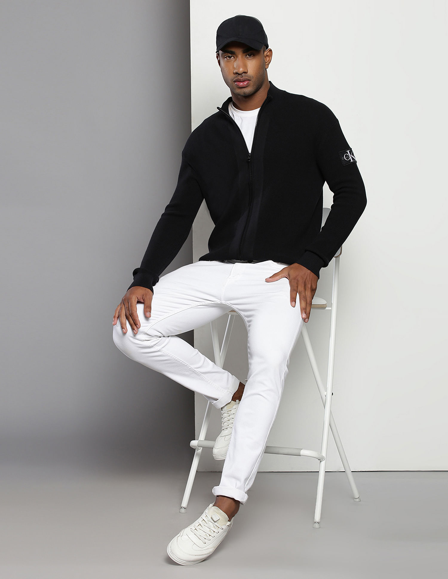 Calvin Klein Stand Neck Logo Badge Sweater