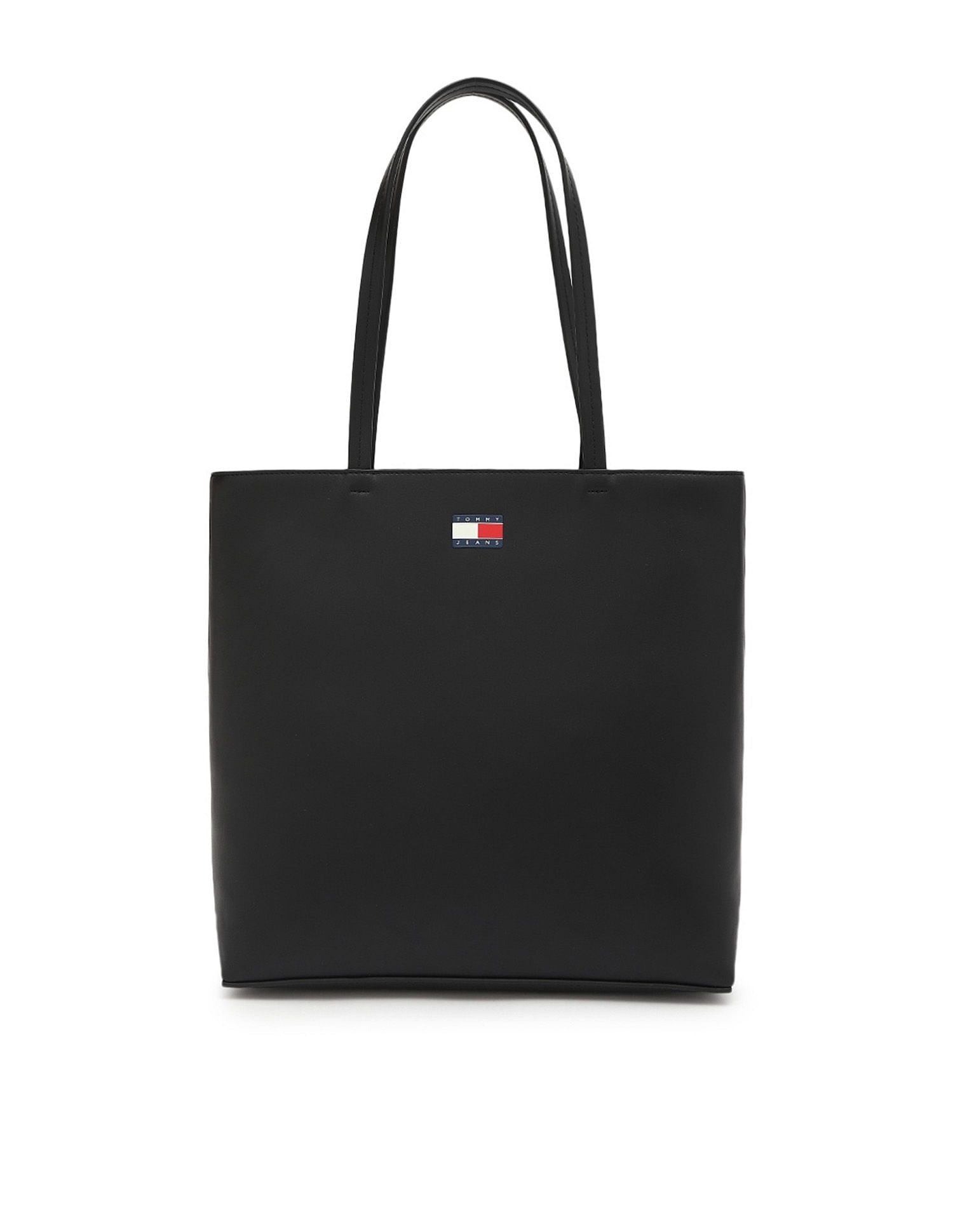 Tommy Hilfiger Solid Black Pu Tote Bag