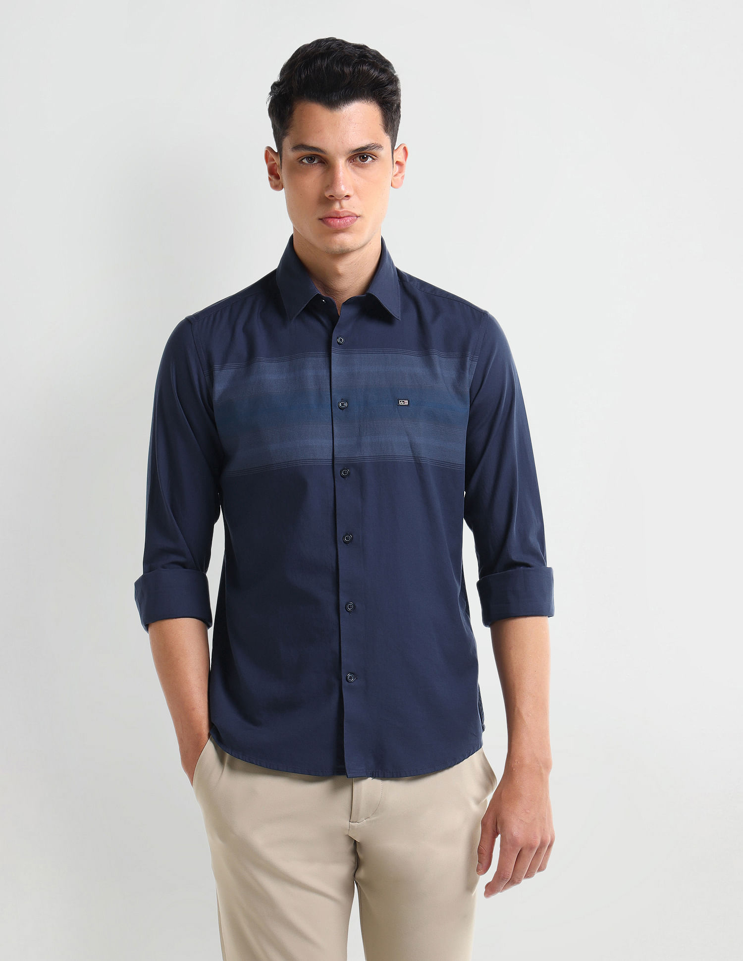 Arrow Sport Horizontal Striped Cotton Shirt