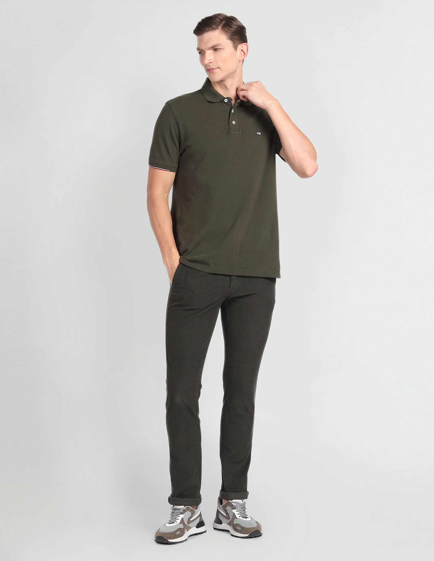 Arrow Sports Solid Dobby Trousers