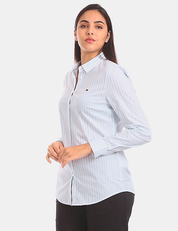 Buy Tommy Hilfiger Women Blue And White French Placket