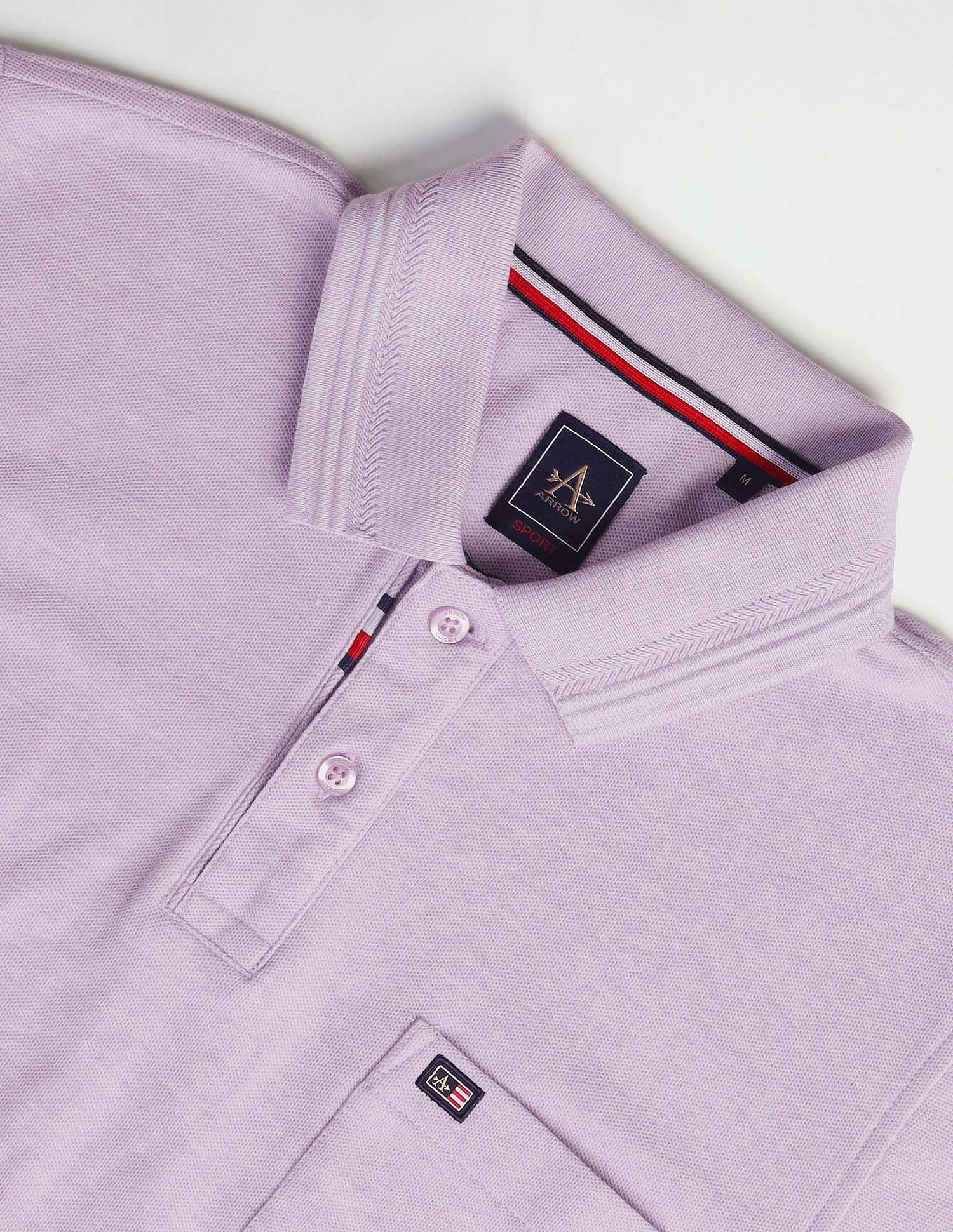 Arrow Sports Ribbed Collar Solid Polo Shirt