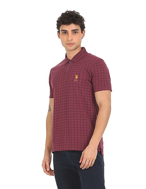 U.S. Polo Assn. Checked Cotton Pique Polo Shirt