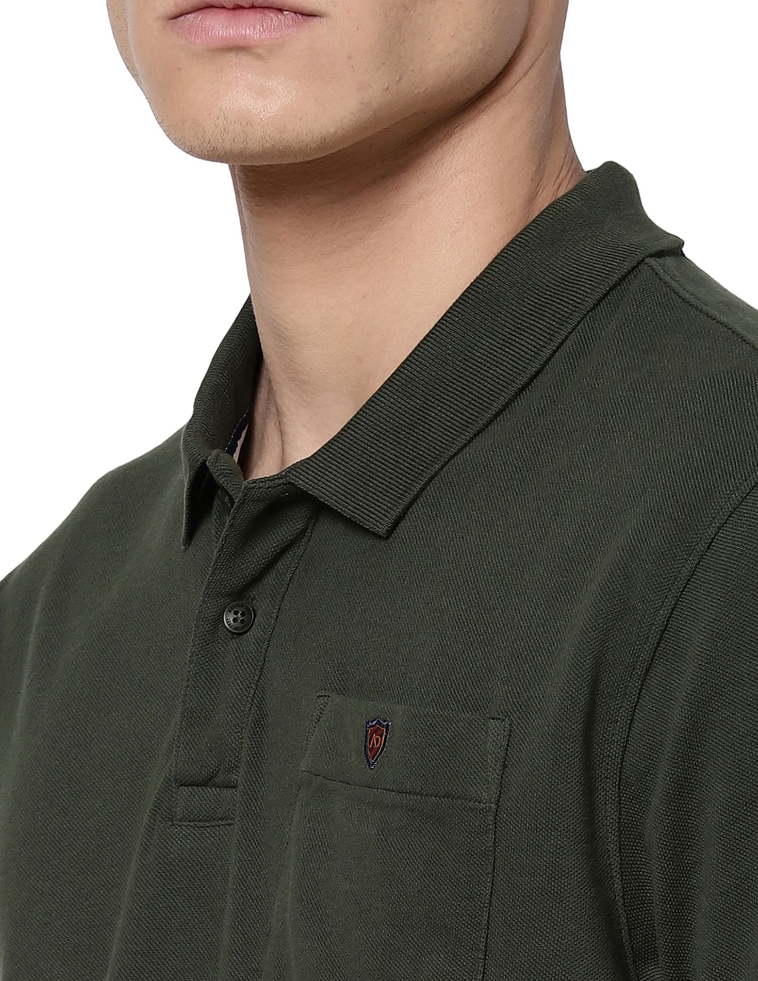 AD by Arvind Cotton Solid Polo Shirt
