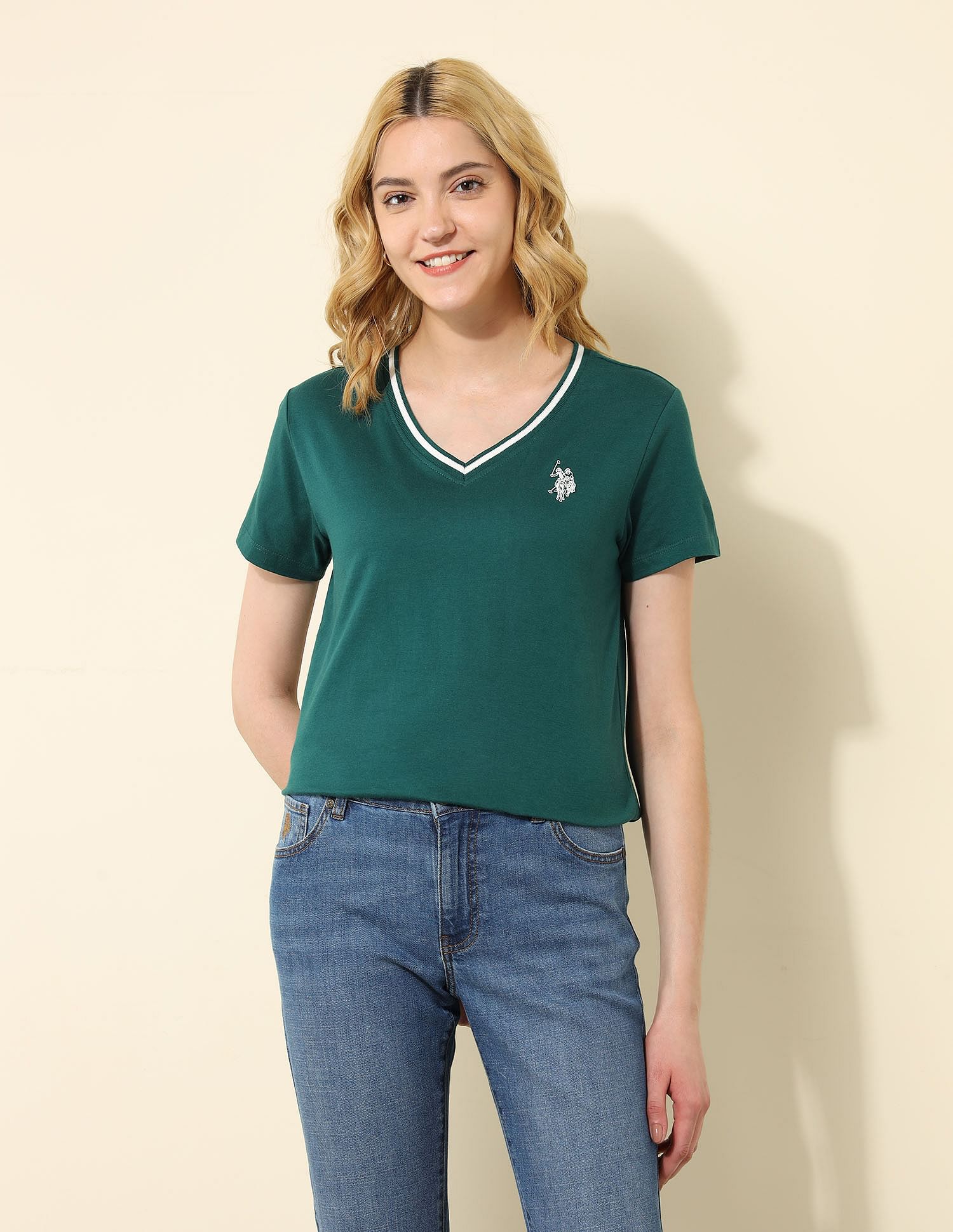 U.S. Polo Assn. Women Regular Fit Solid T-Shirt