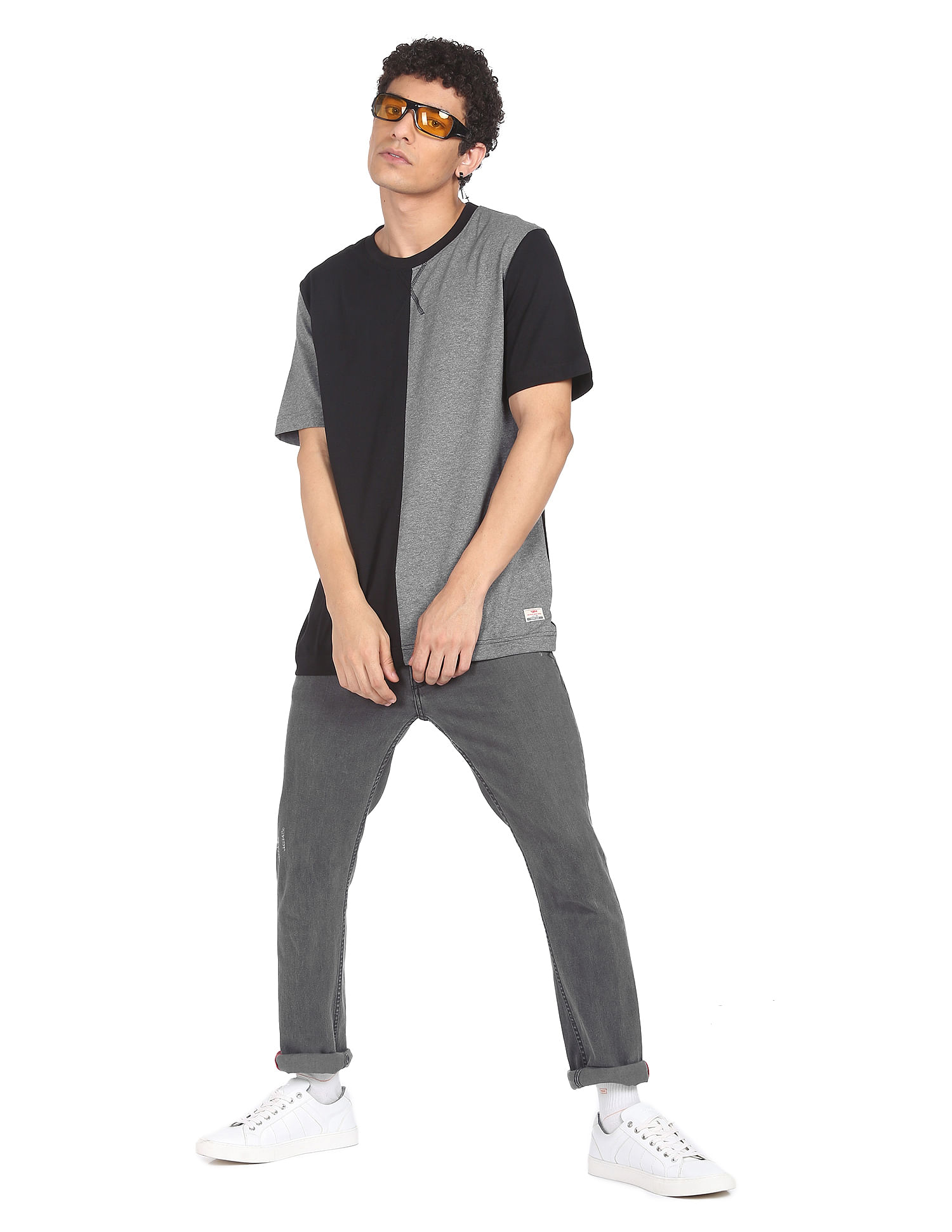 Flying Machine Crew Neck Colour Block T-Shirt
