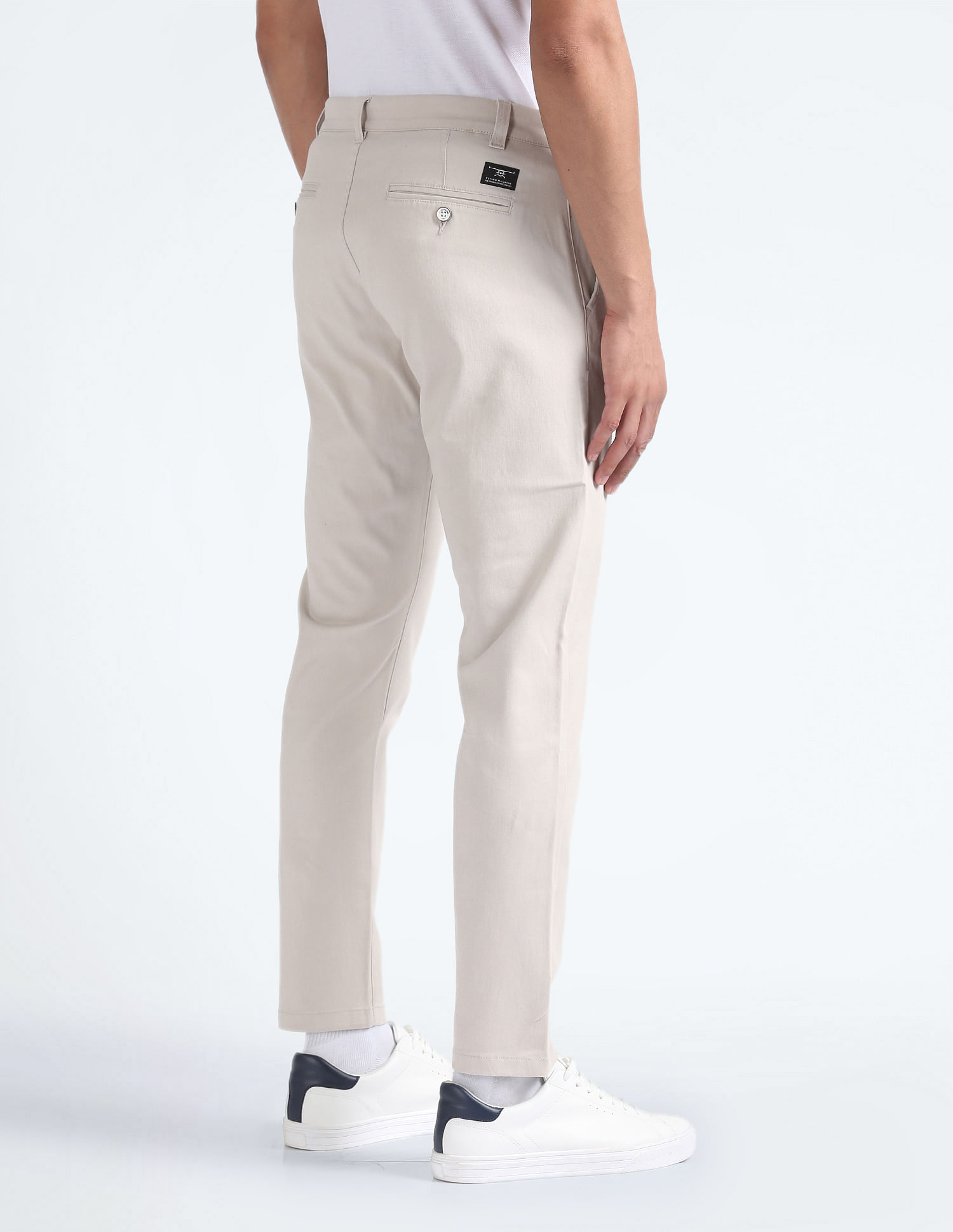 Navy Slim-leg organic cotton-blend twill trousers | Paul Smith | MATCHES UK