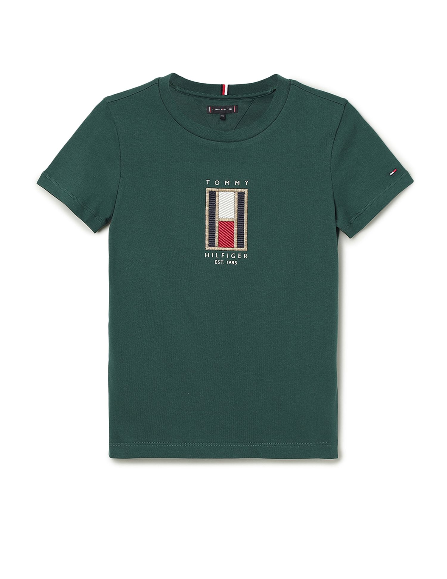 Tommy Hilfiger Kids Boys Flag Embroidered Regular T-Shirt