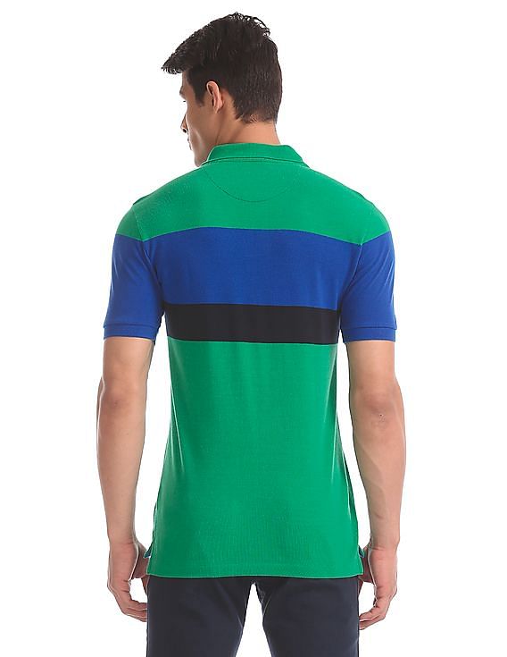 U.S. Polo Assn. Green And Blue Striped Polo Shirt