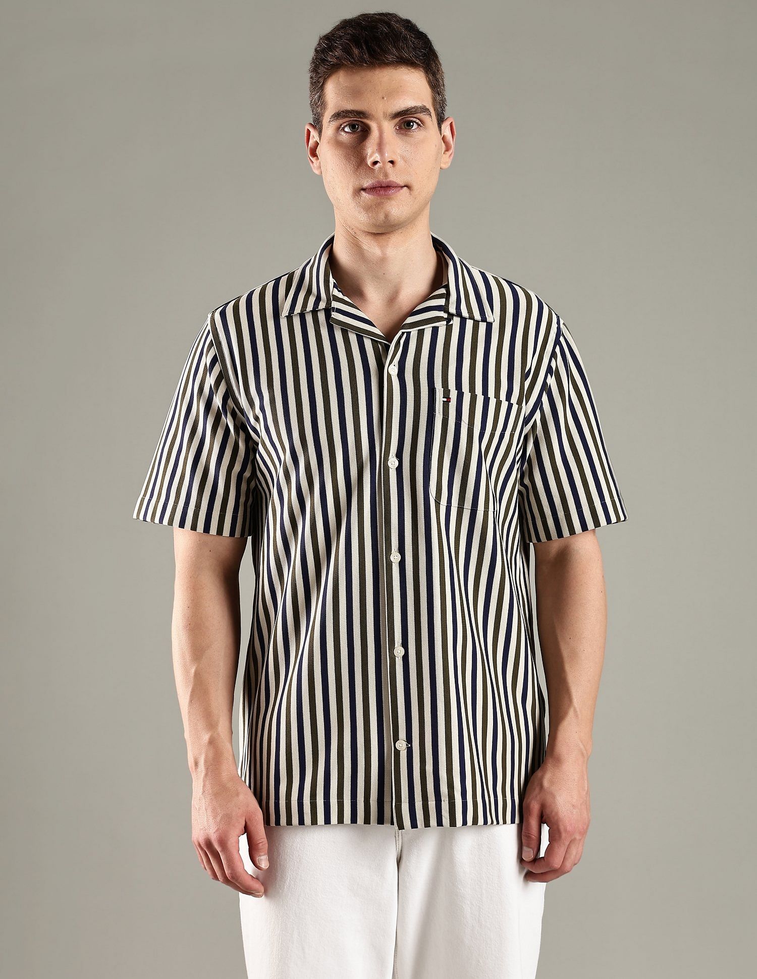 Tommy Hilfiger Striped Regular Fit Cotton Shirt