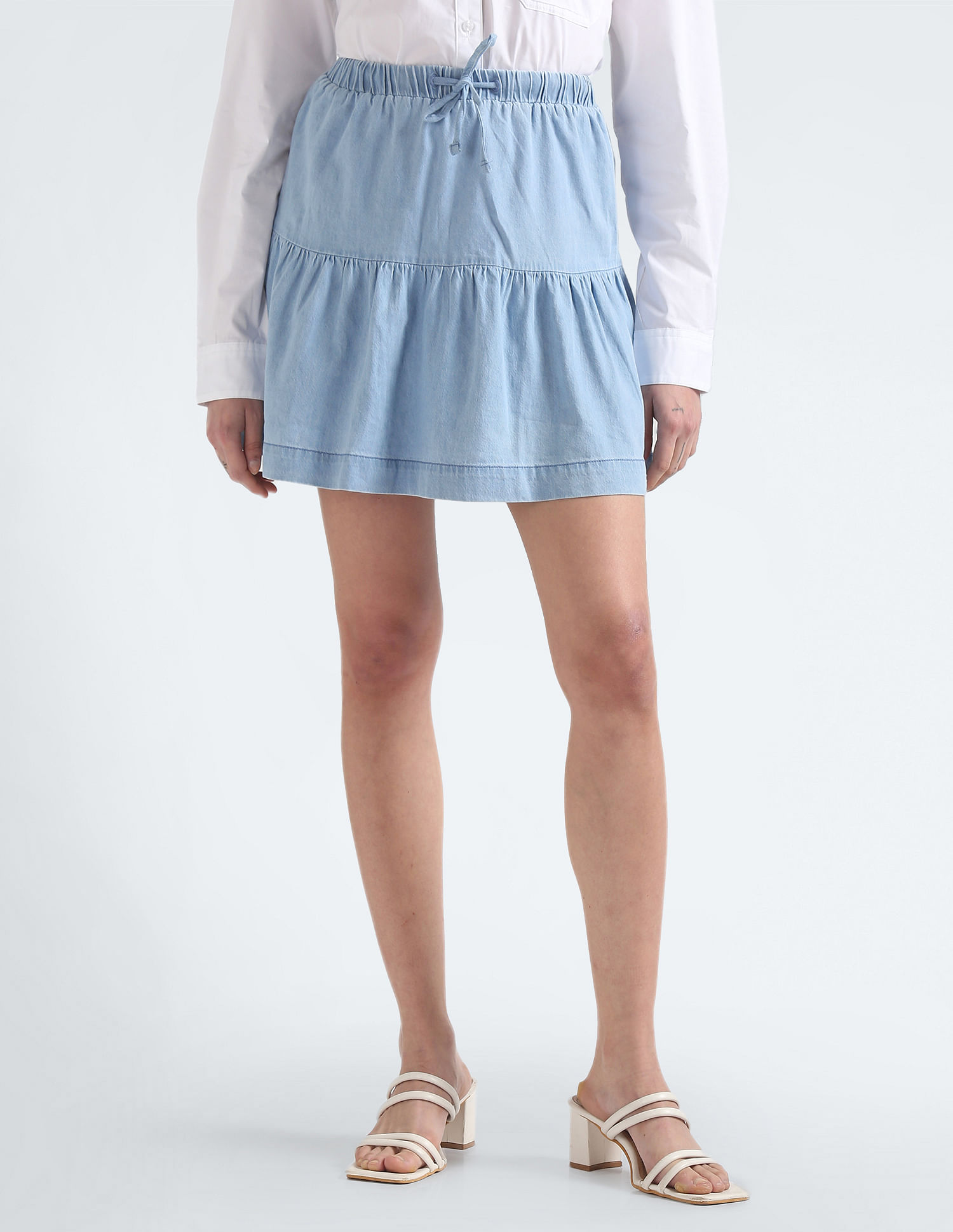 Tommy Hilfiger Tiered Chambray Mini Skirt