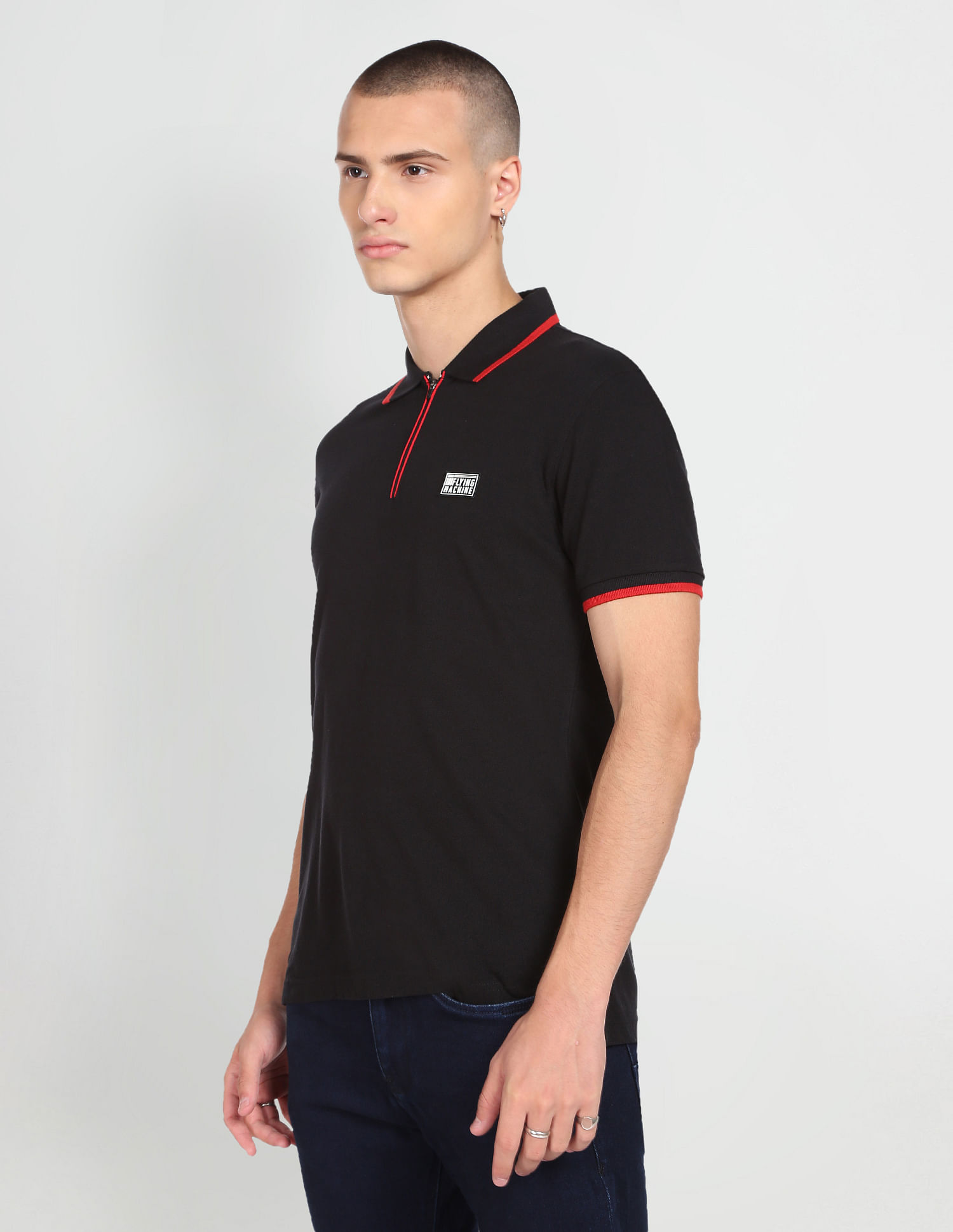 Flying Machine Solid Pique Cotton Polo Shirt
