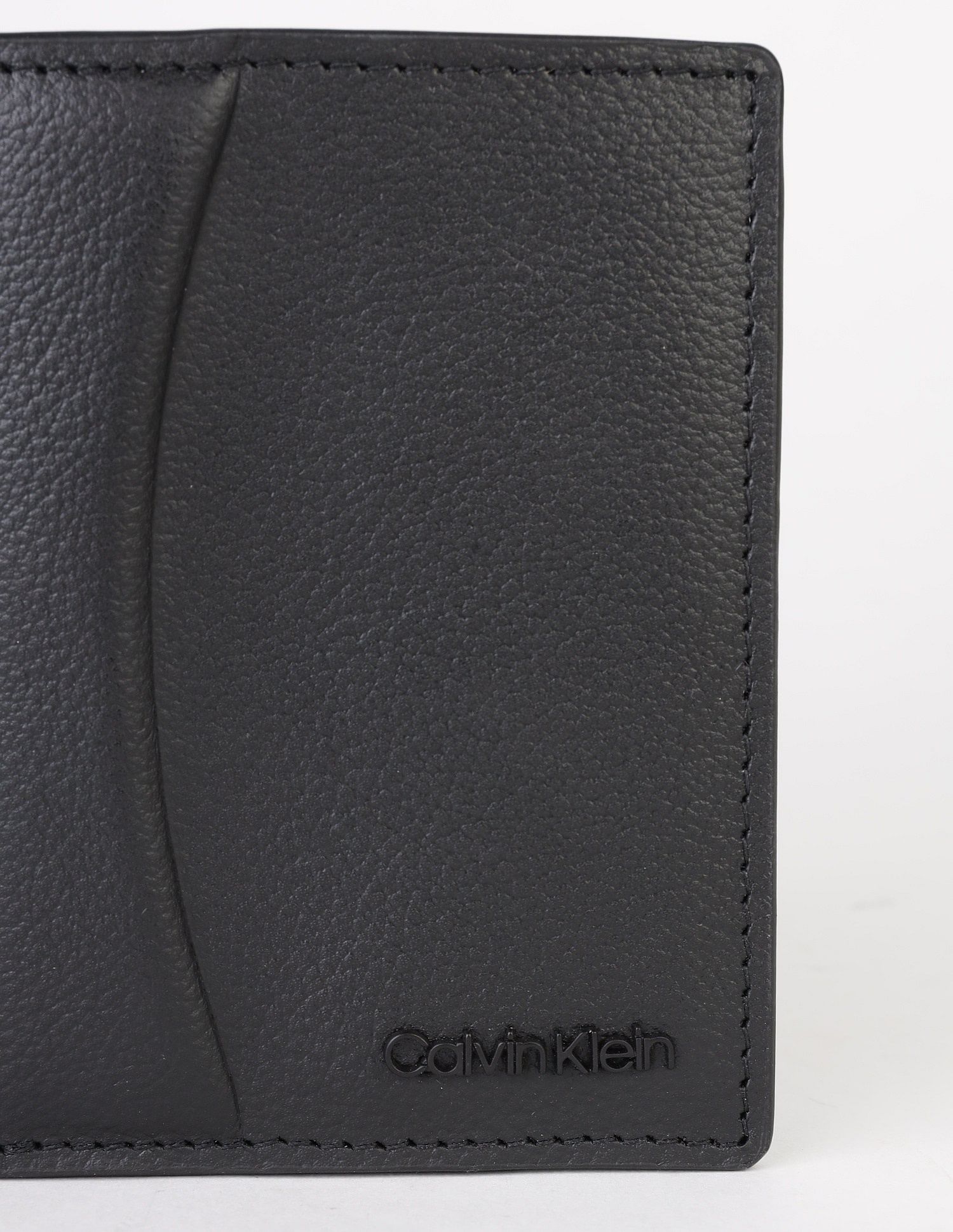 Calvin Klein Solid Black Leather Bi-Fold Wallet