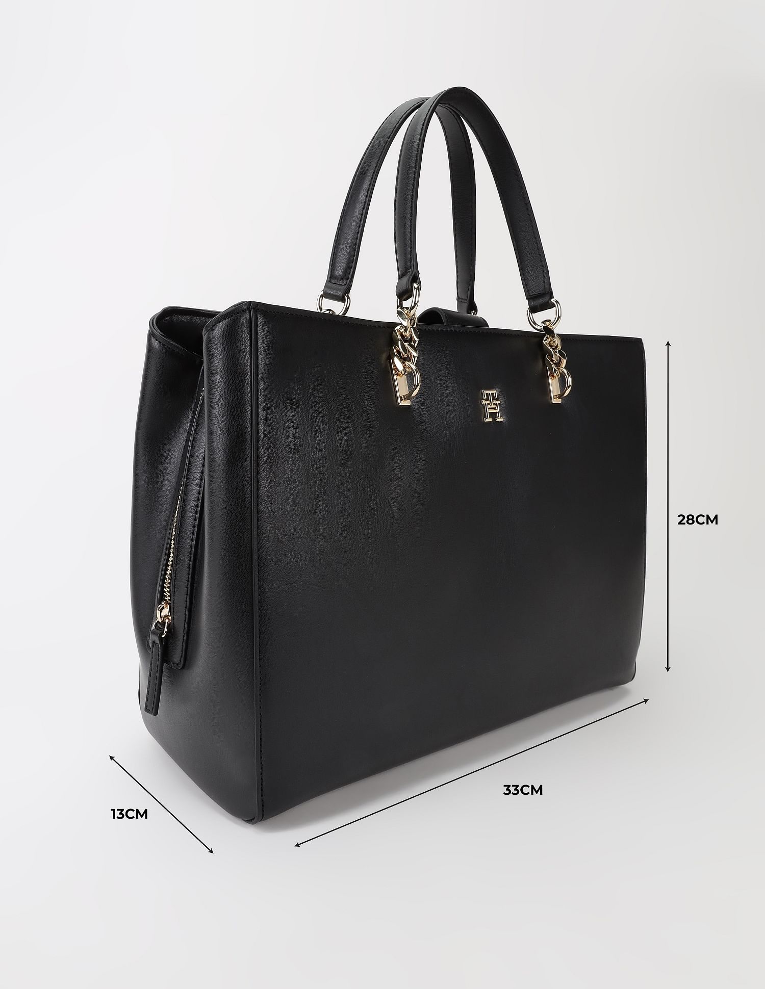 Tommy Hilfiger Solid Black Pu Handbag