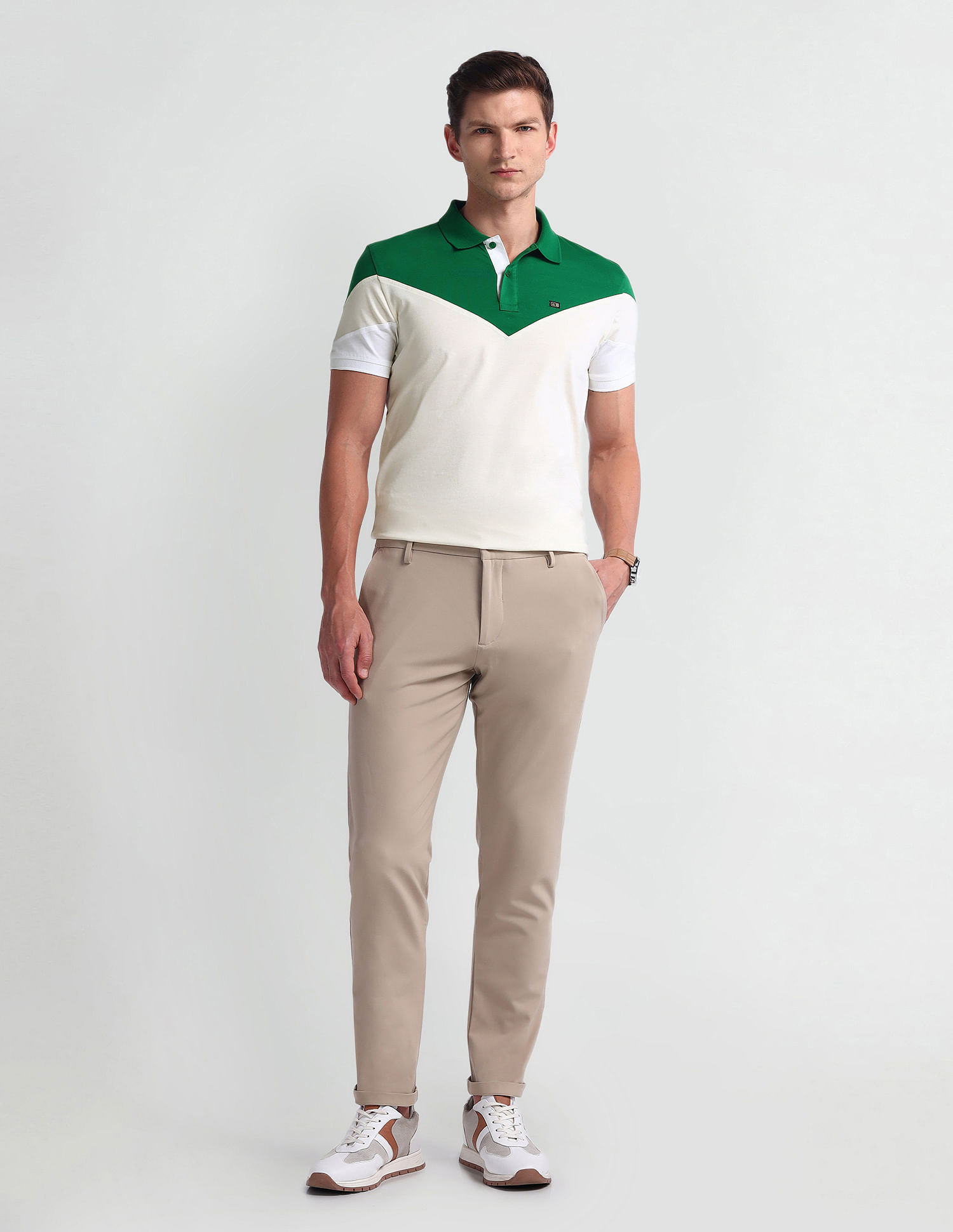Arrow Sport Short Sleeve Color Block Polo Shirt