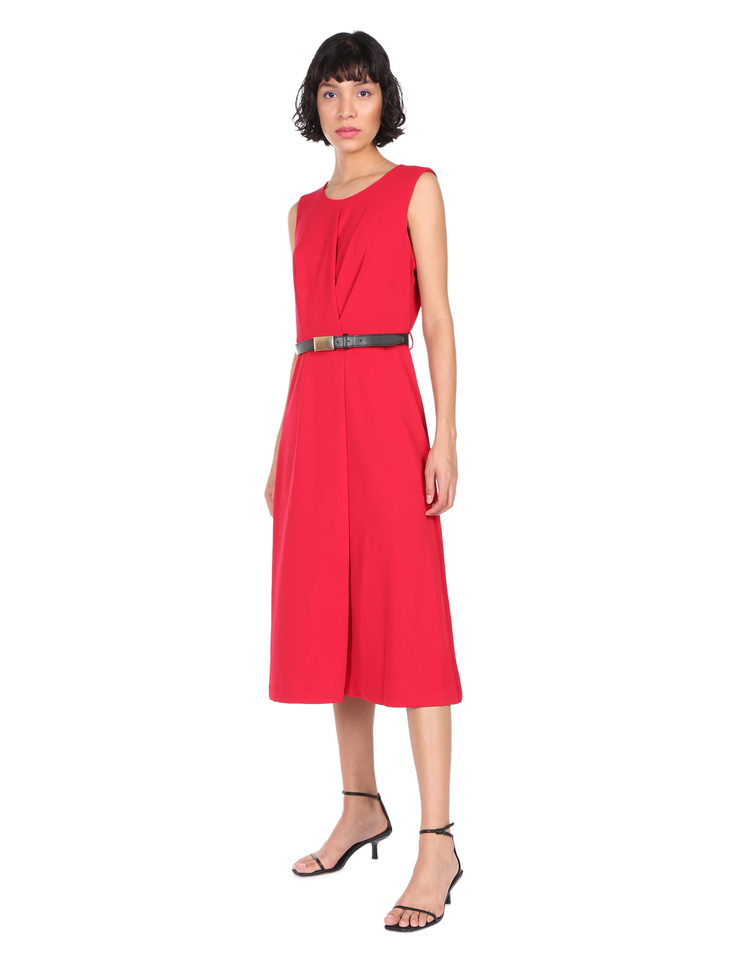 Buy Calvin Klein Women Red Solid A-line Belted Dress - NNNOW.com
