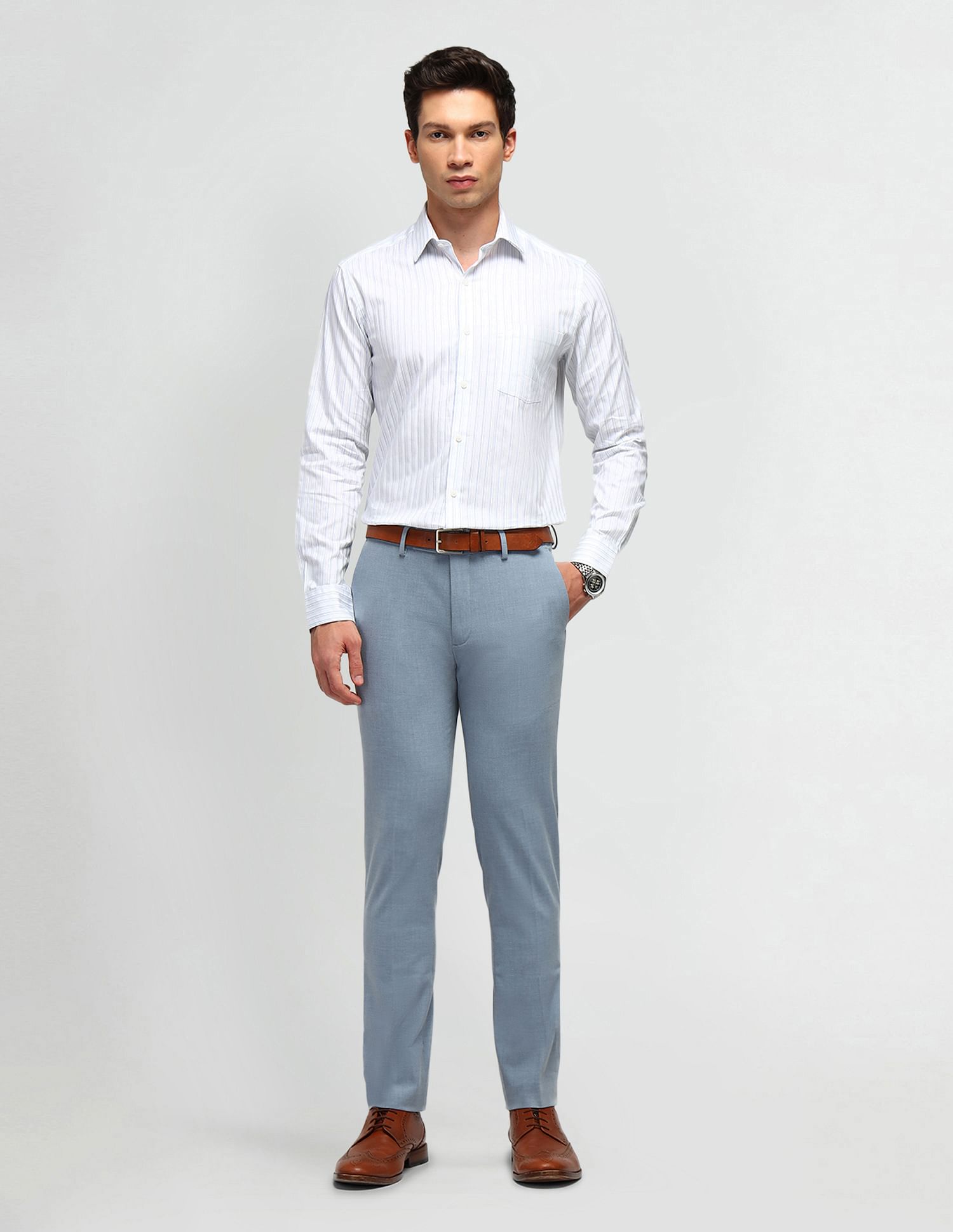 Arrow Slim Fit Vertical Striped Shirt
