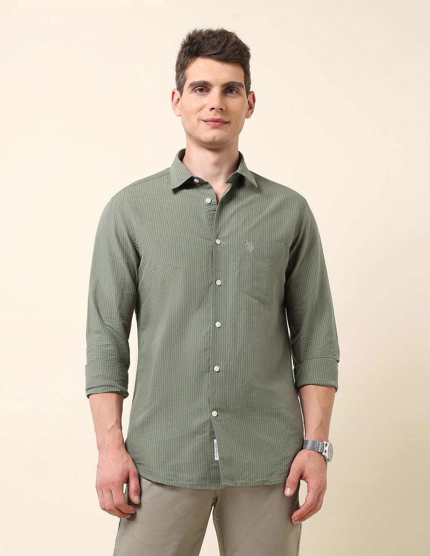 U.S. Polo Assn. Pinstriped Tailored Fit Shirt
