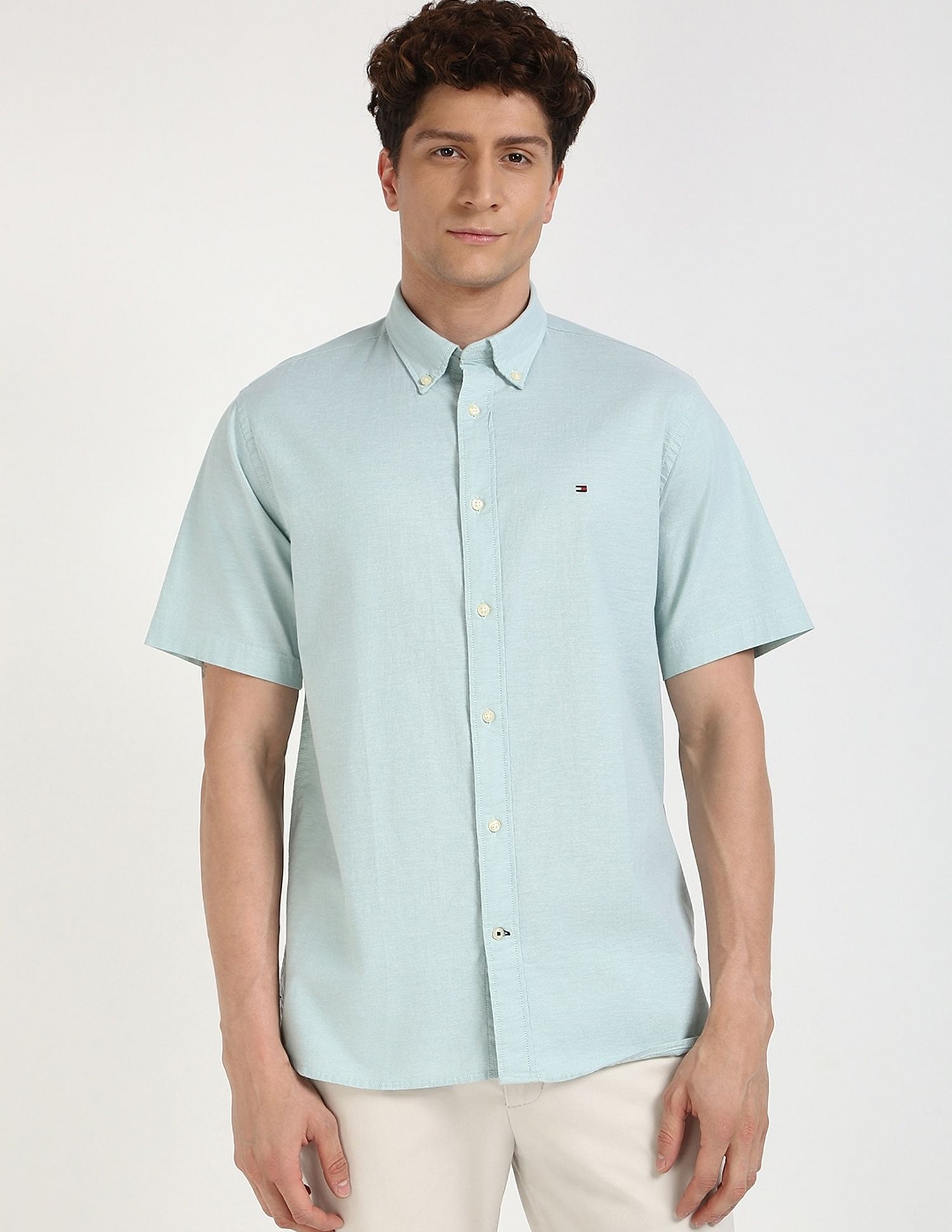 Tommy Hilfiger Solid Regular-Fit Cotton Shirt