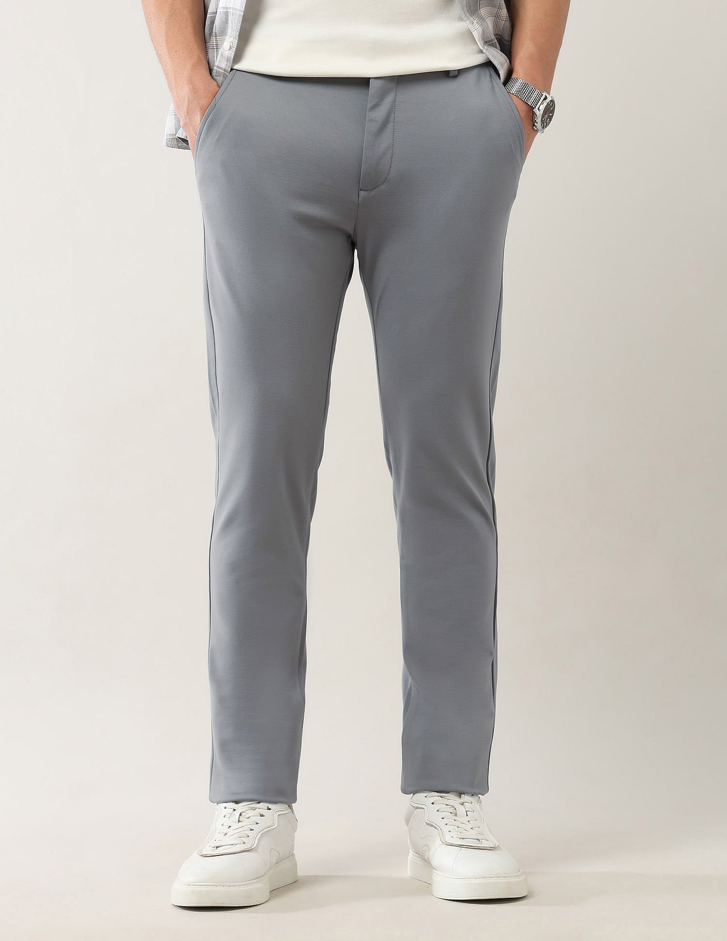 Arrow Sport Slim Fit Mid Rise Trousers