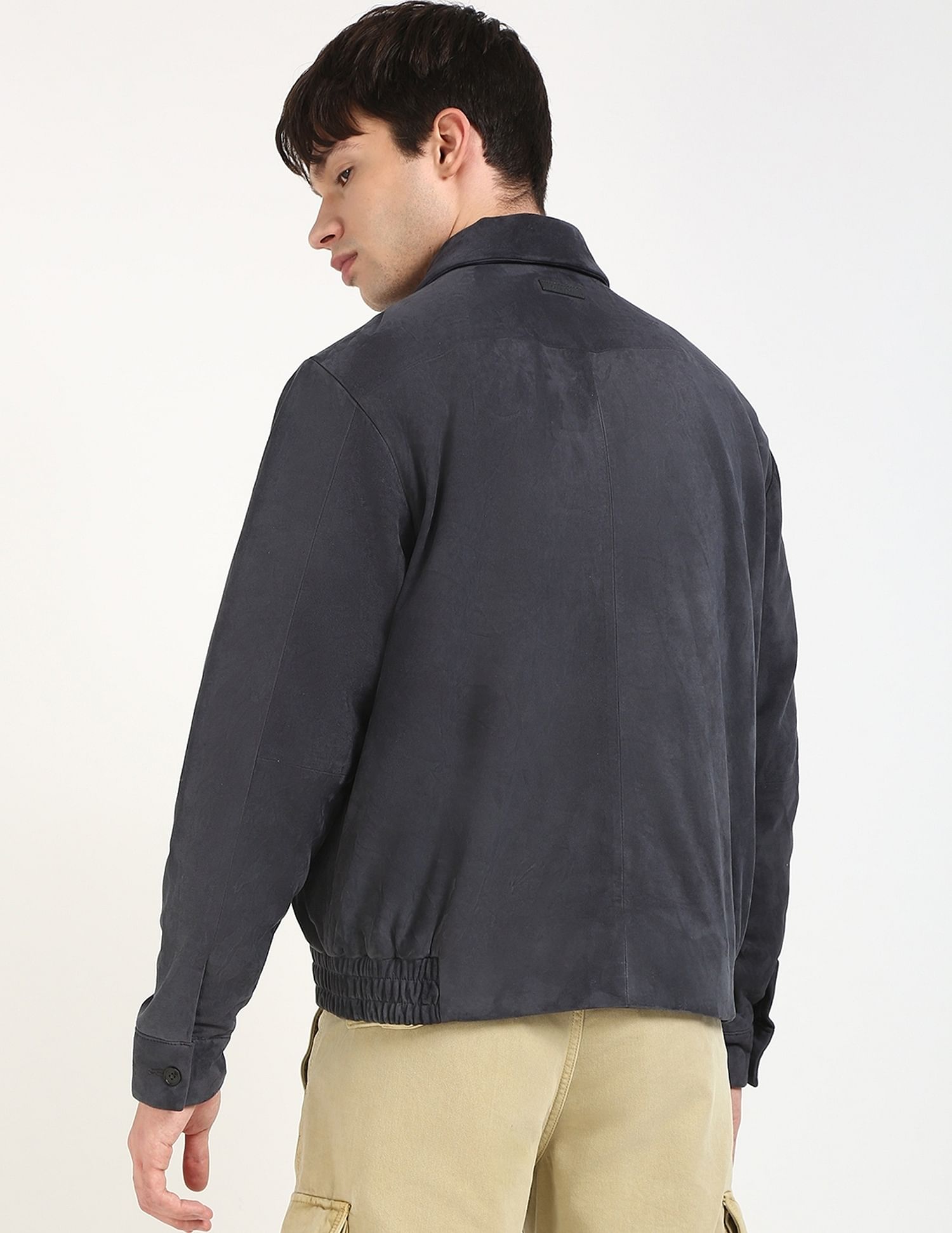 Calvin Klein Jeans Solid Regular-Fit Leather Jacket