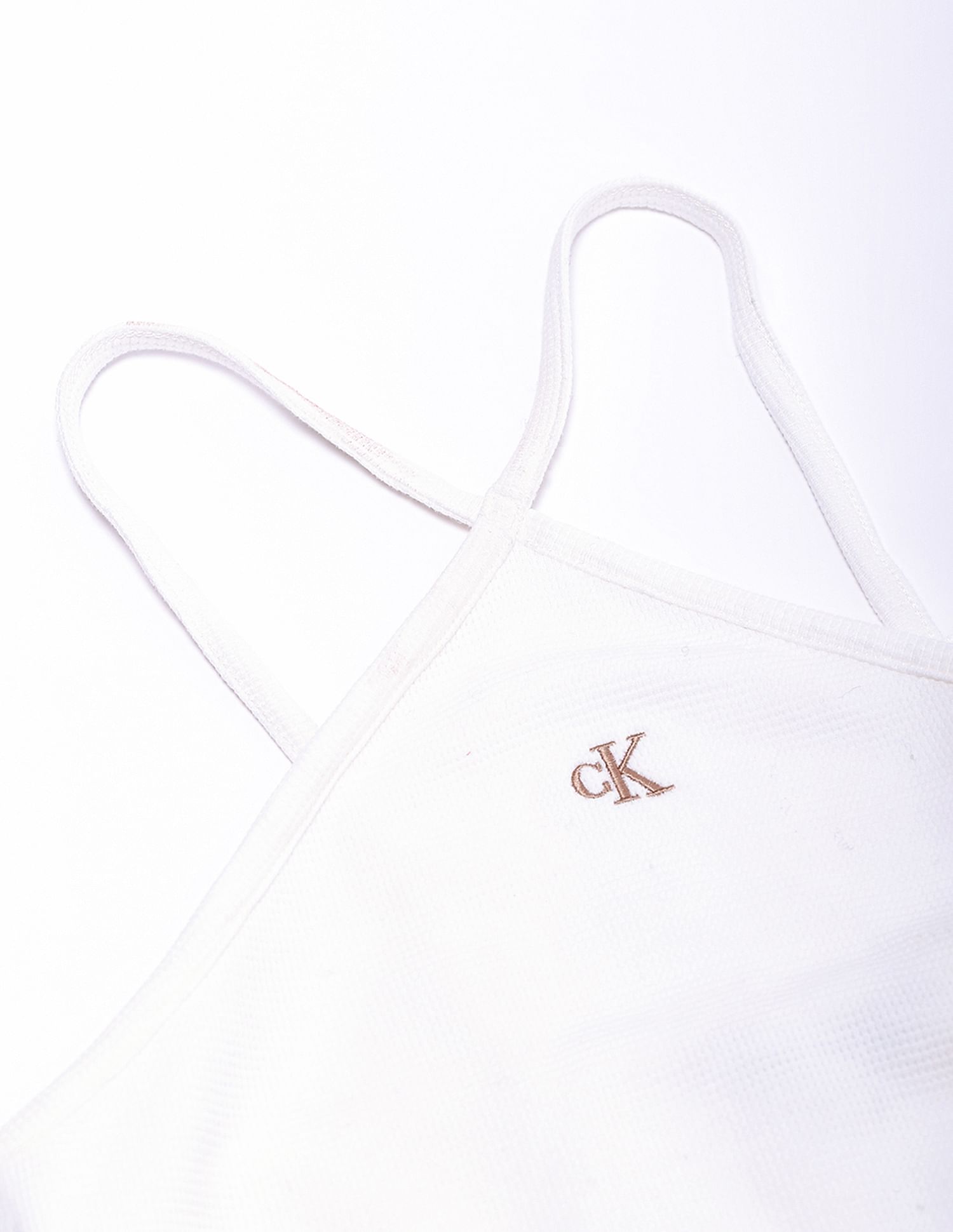 Calvin Klein Jeans Waffle Texture Halter Neck Top
