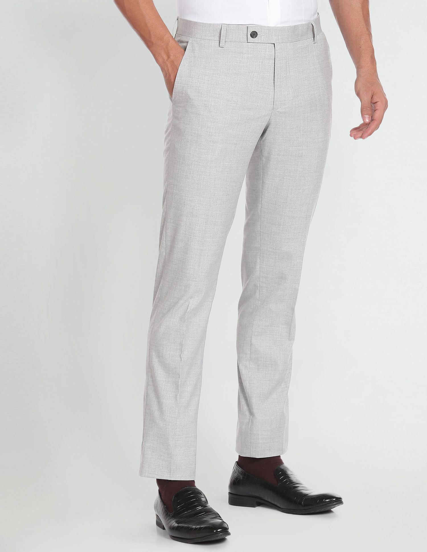 Buy Arrow Men's Regular Fit Synthetic Formal Trouser (8907538304650_Dk.  Grey_30_Dk. Grey_30) at Amazon.in