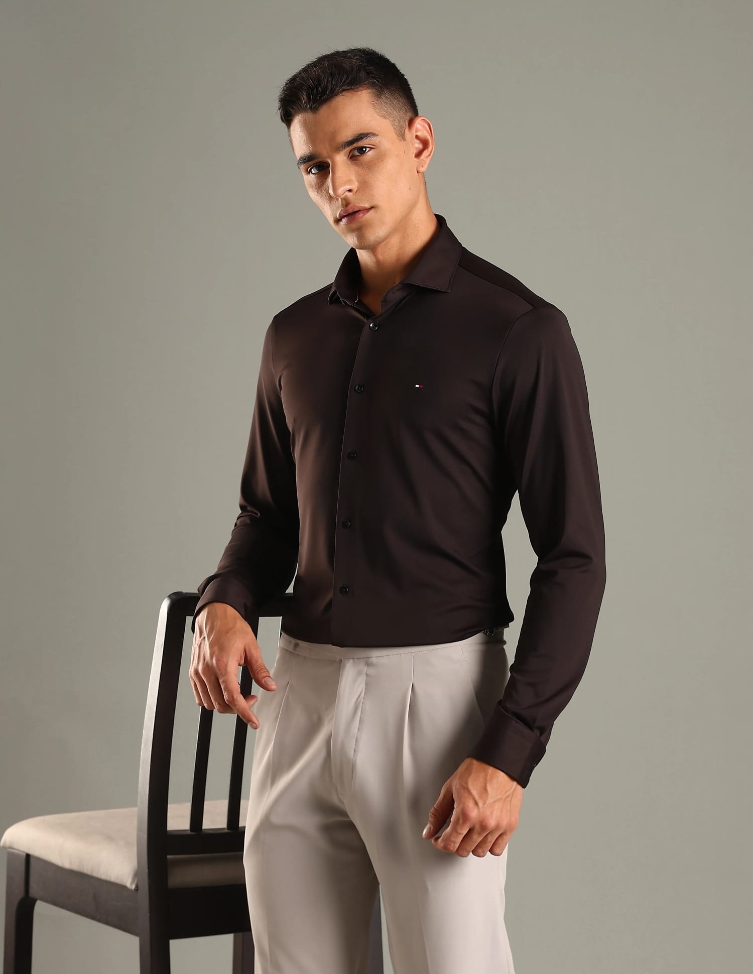 Buy Tommy Hilfiger Solid Slim Fit Nylon Shirt