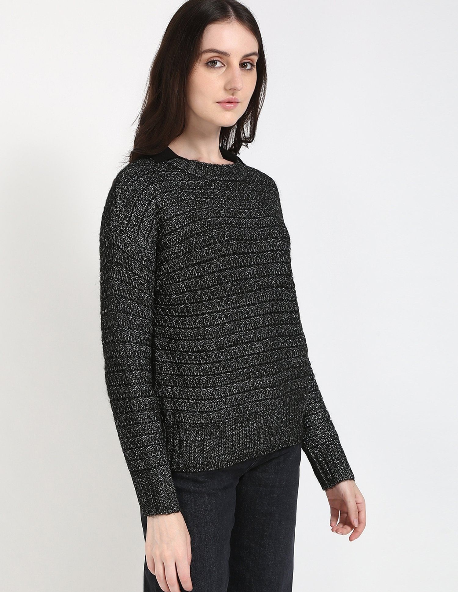 Buy Calvin Klein Jeans Regular-Fit Metallic-Yarn Round Neck Pullover 