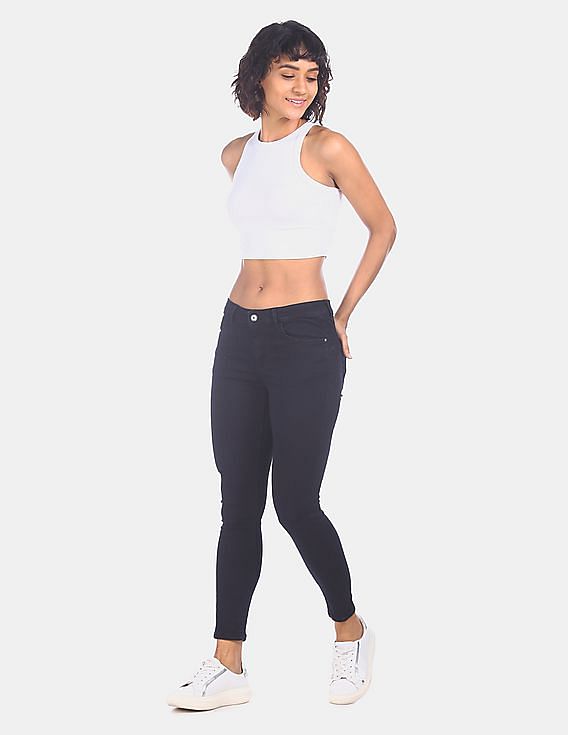 Flying Machine Women Twiggy Super Skinny Fit Push Up Jeans With Mask