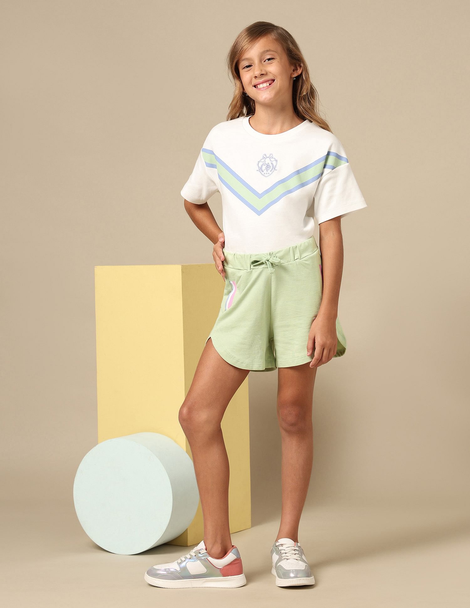 U.S. Polo Assn. Kids Girls Solid Regular Fit Shorts