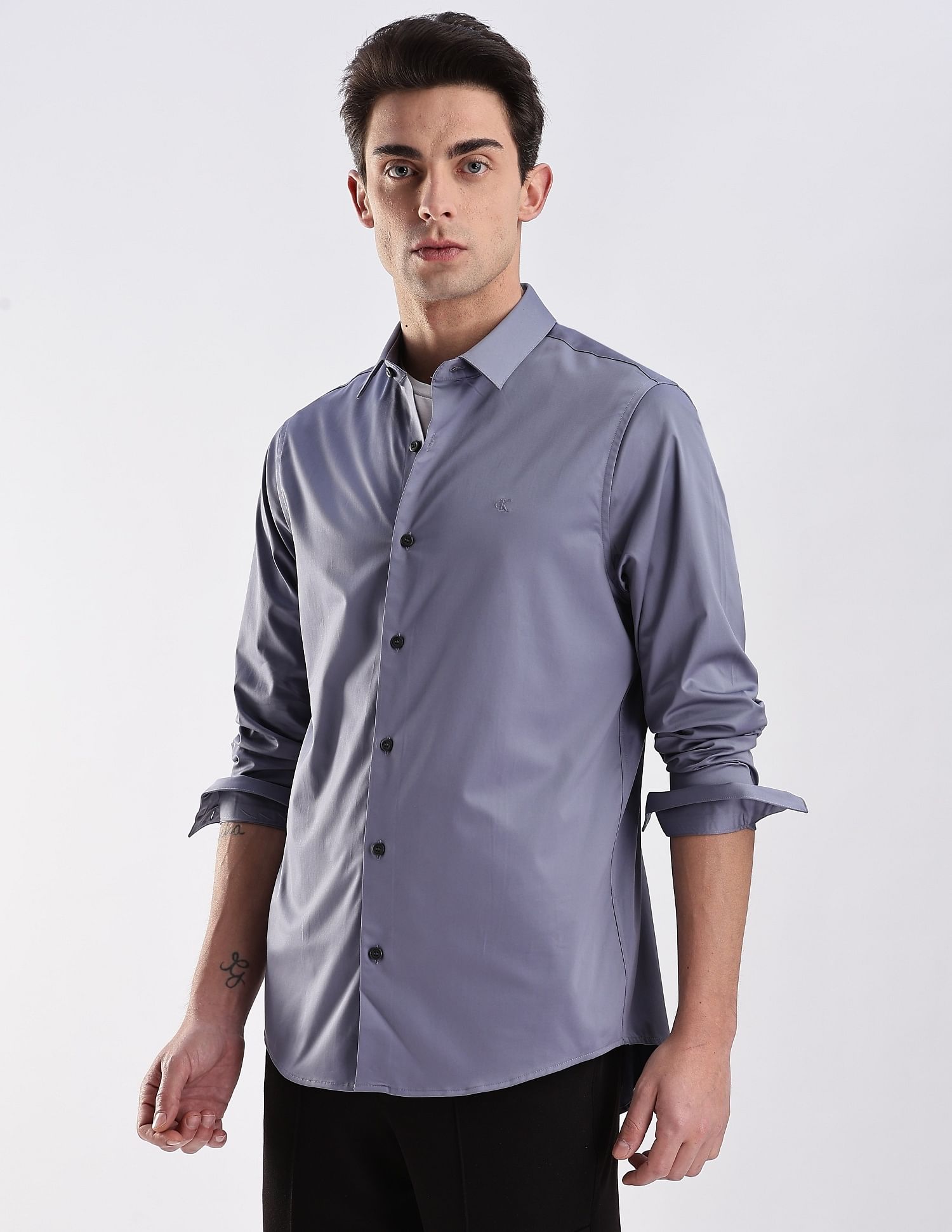 Calvin Klein Jeans Solid Slim Fit Satin Woven Shirt
