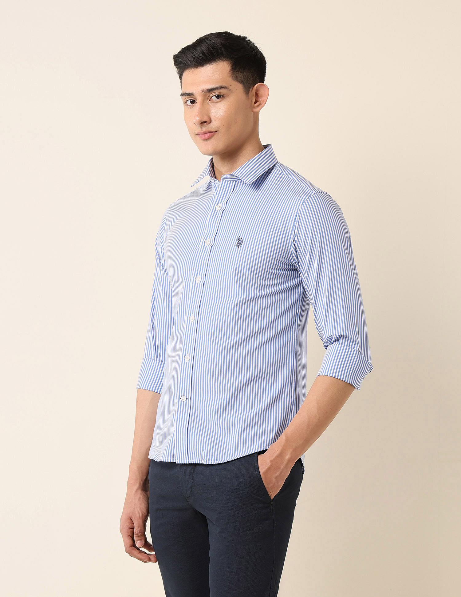 U.S. Polo Assn. Tailored Fit Vertical Striped Shirt