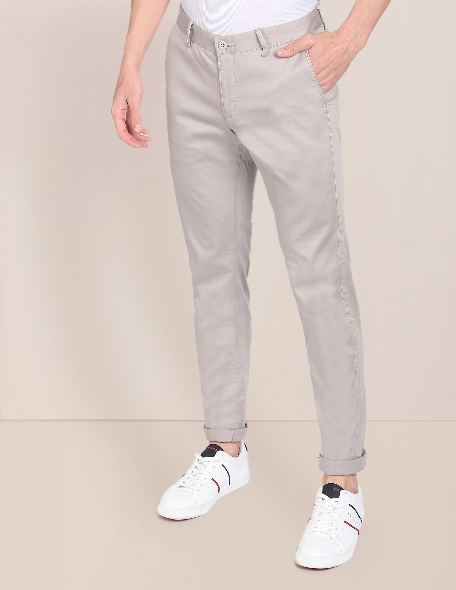 Buy U.S. Polo Assn. Austin Slim Fit Solid Trousers - NNNOW.com