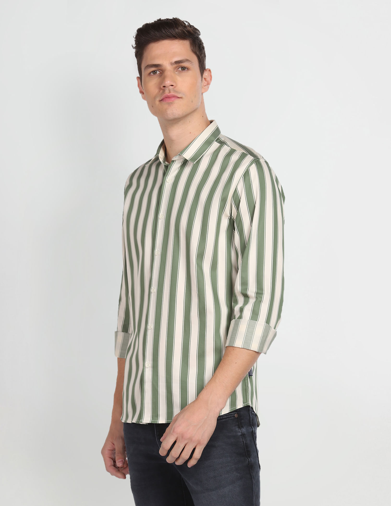 Buy Flying Machine Vertical Stripe Cotton Shirt - NNNOW.com