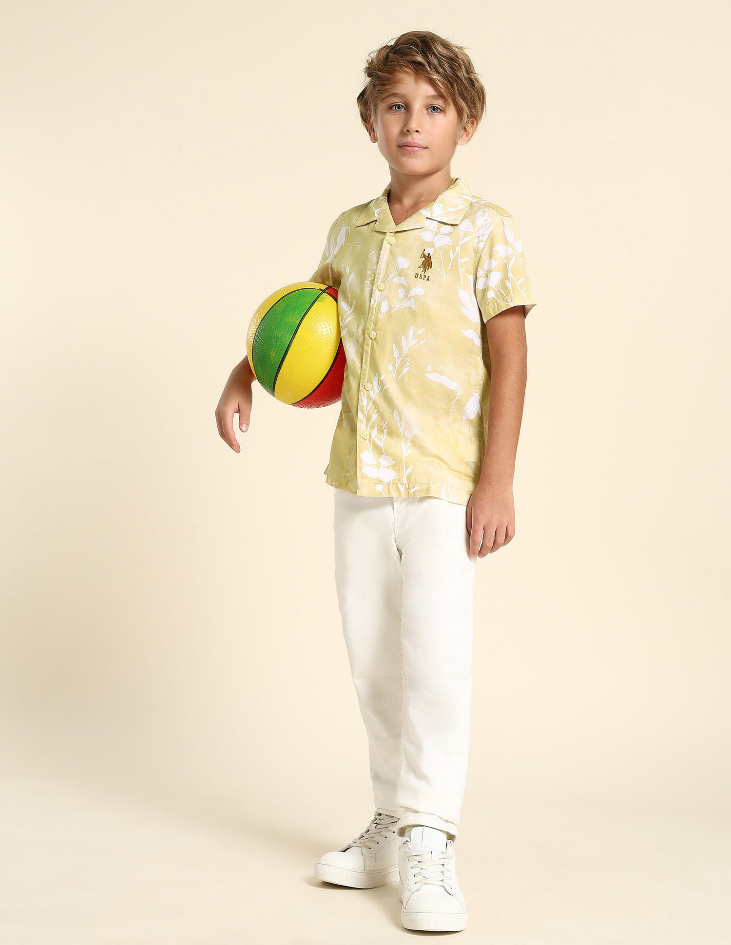 U.S. Polo Assn. Kids Boys Floral Printed Regular Fit Shirt