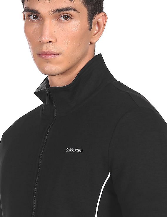 Mens Calvin Klein new medium black newest zip up pockets mock new