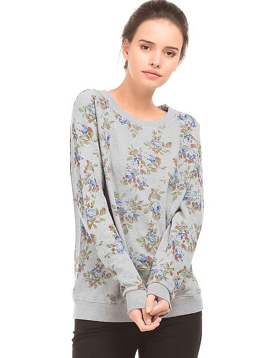 Women's floral print on sale sweatshirt