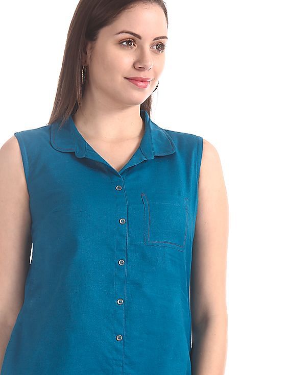 sleeveless collar tops