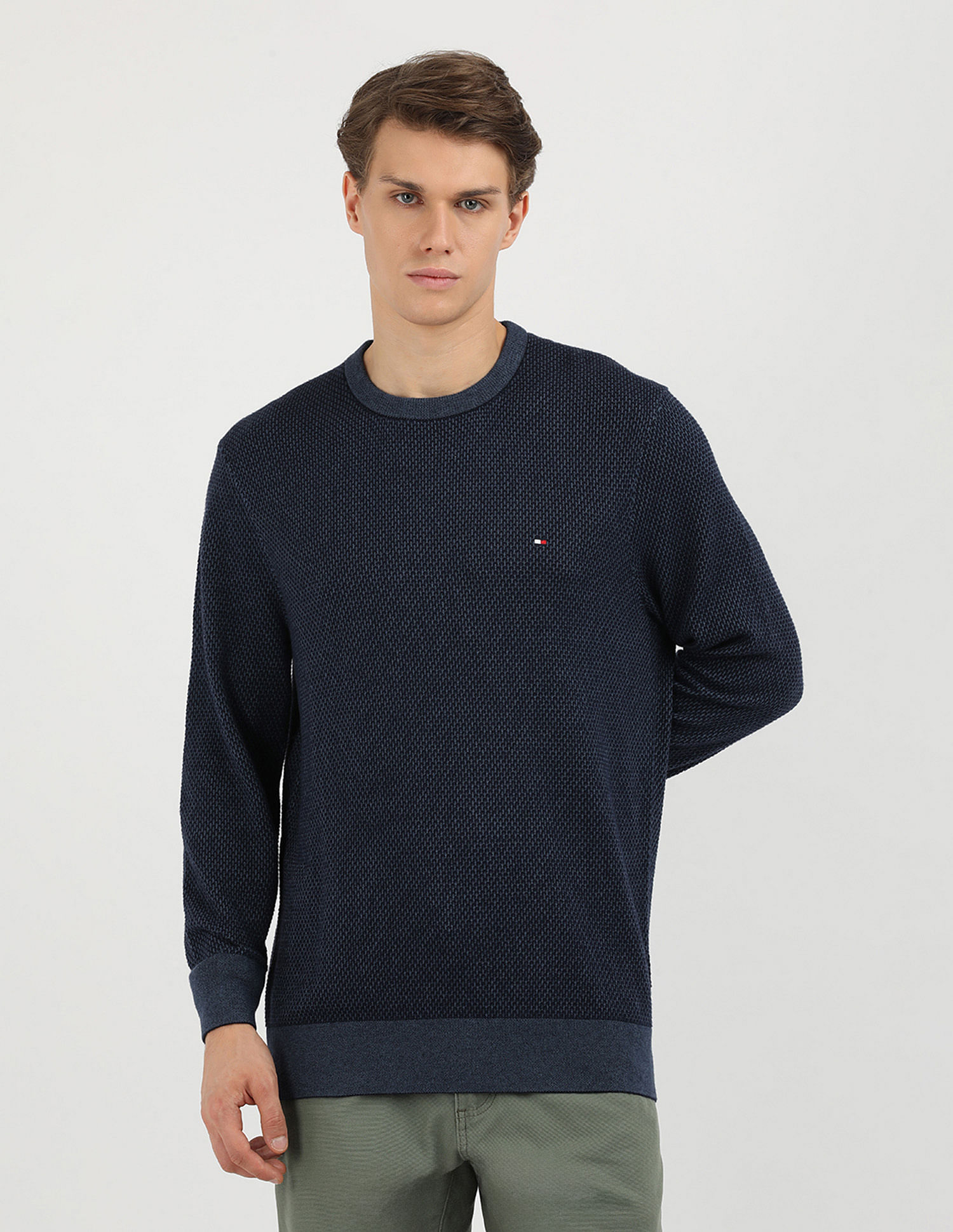 Tommy Hilfiger Pima Organic Cotton Cash 2 Tone Sweater