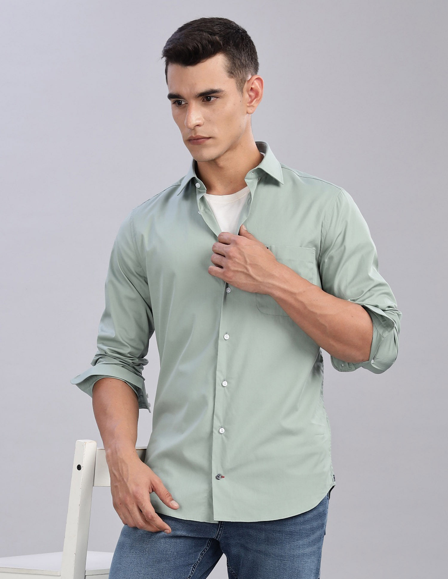 Tommy Hilfiger Solid Regular Fit Plain Woven Shirt