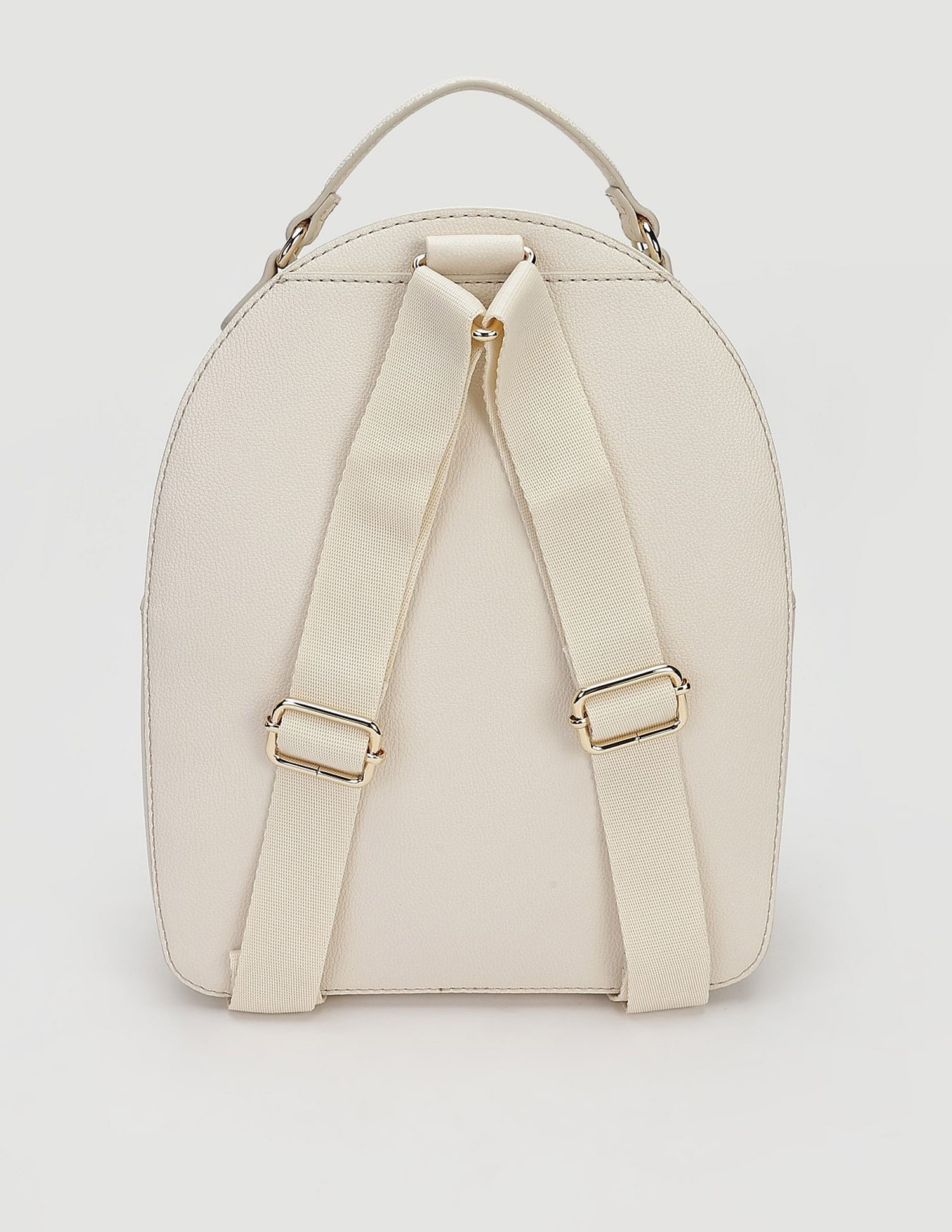 Tommy Hilfiger Solid Beige PU Backpacks